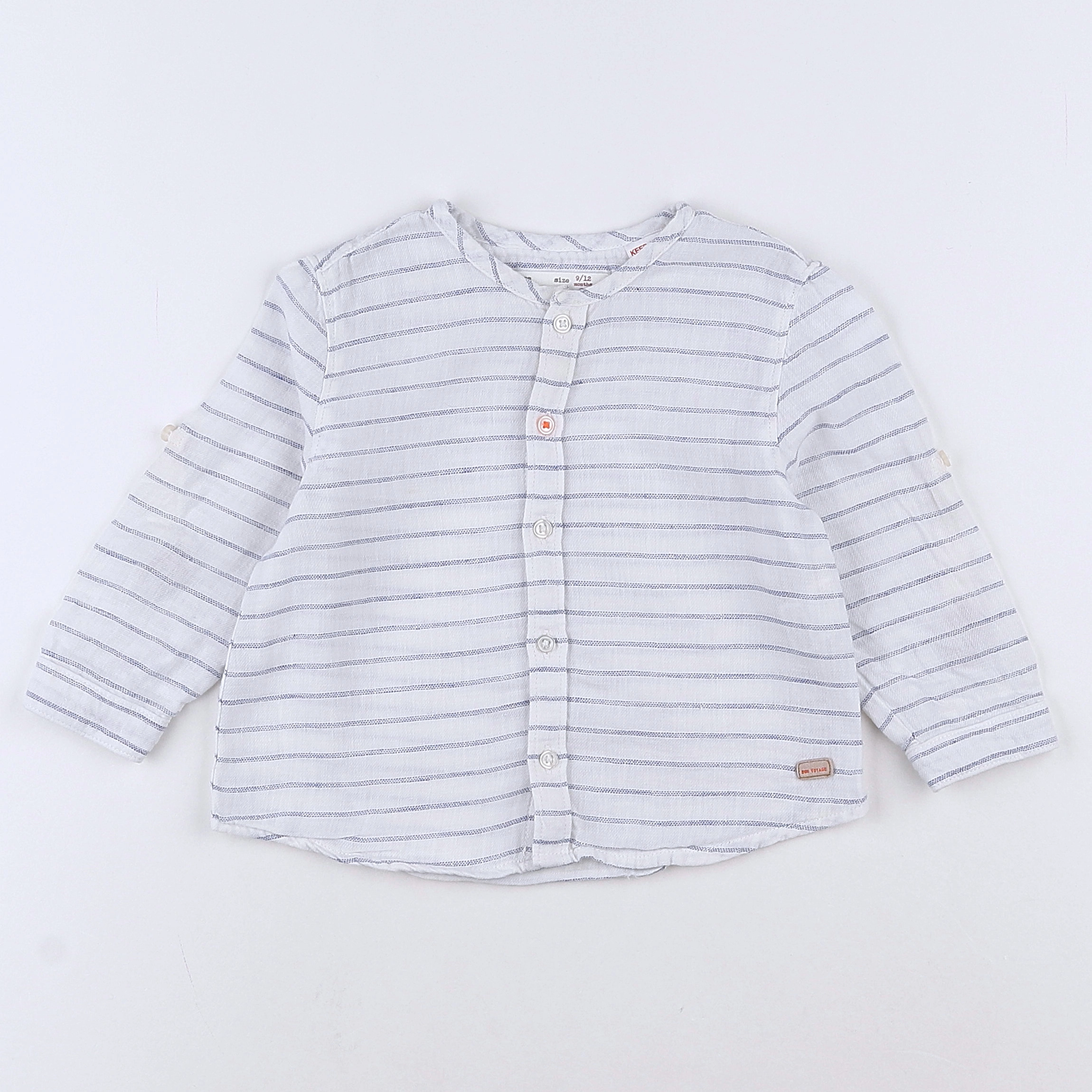Zara - chemise blanc, bleu - 9/12 mois