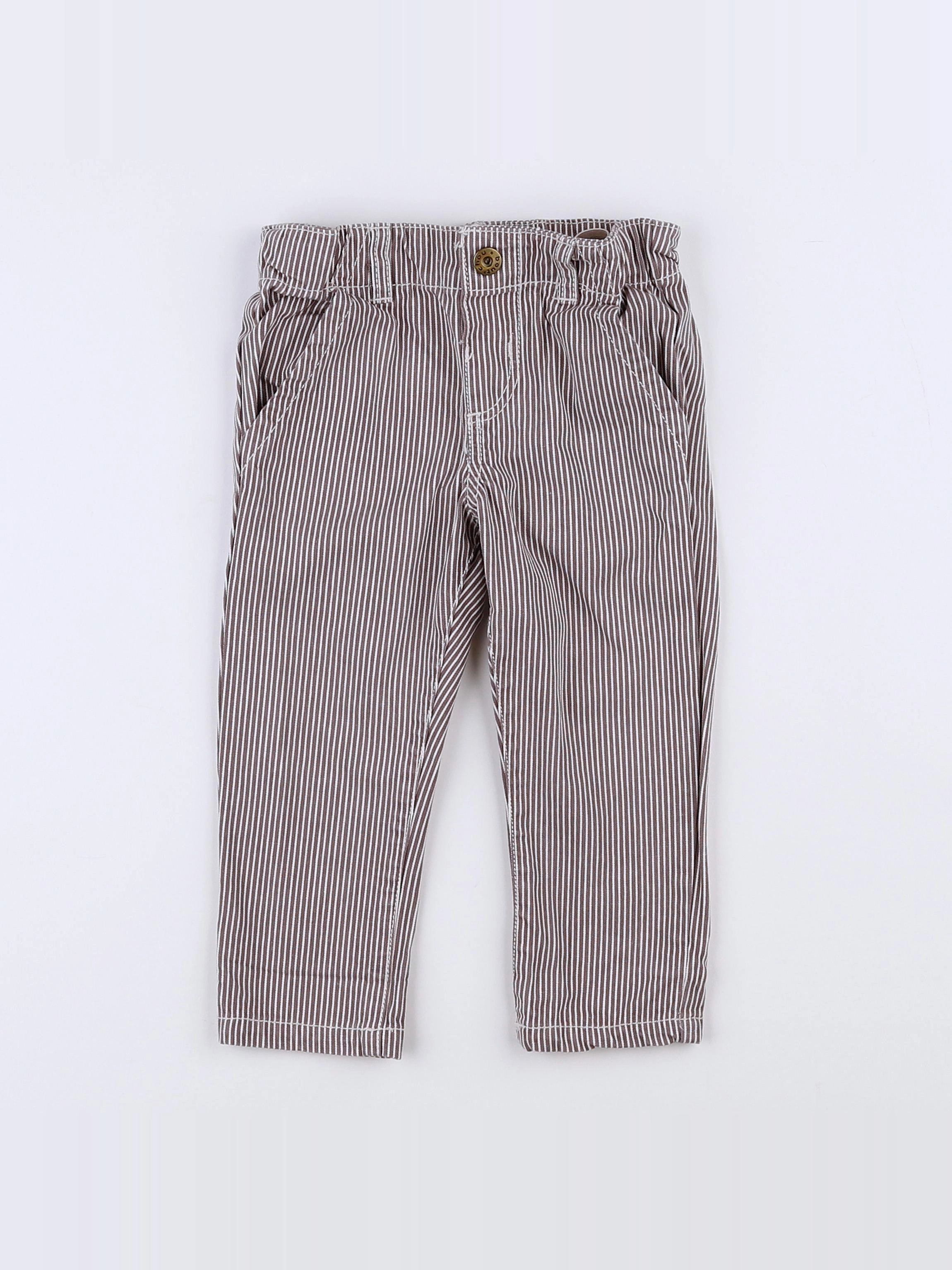 Boutchou - pantalon blanc, marron - 9 mois