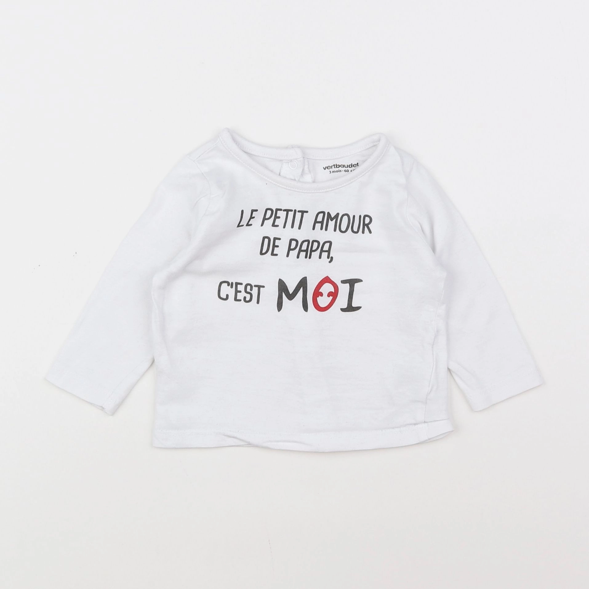 Vertbaudet - tee-shirt blanc - 3 mois