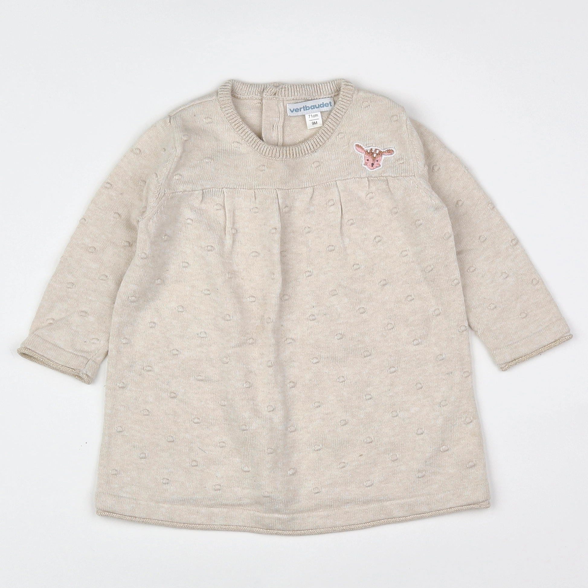 Vertbaudet - robe beige - 9 mois