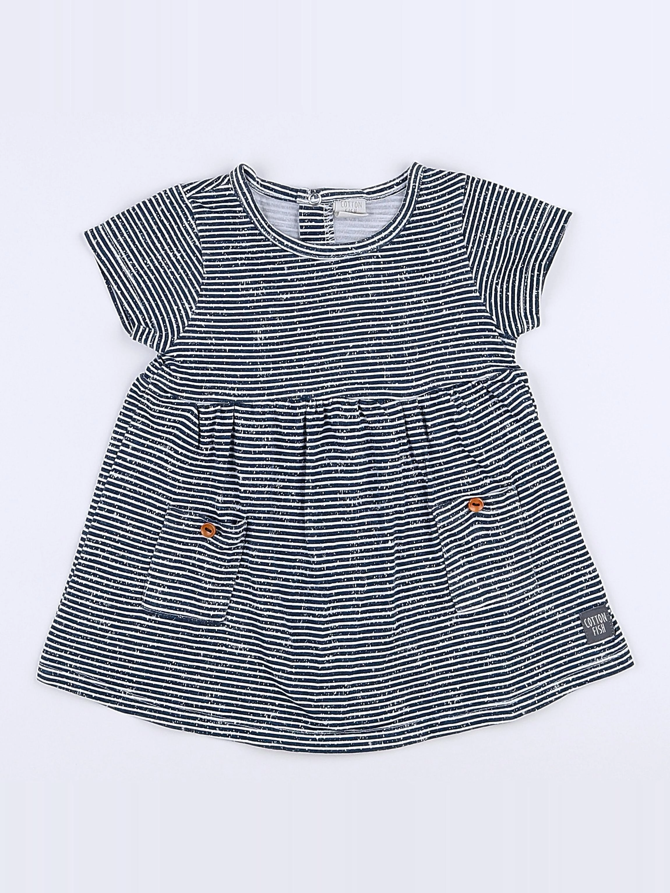 Cotton Fish - robe blanc, bleu - 9 mois