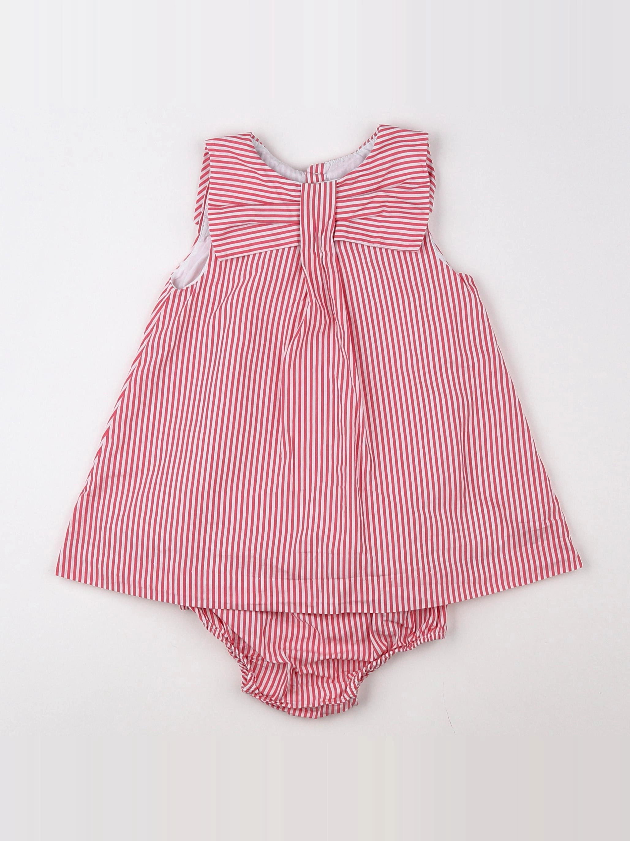 Jacadi - robe blanc, rose - 12 mois
