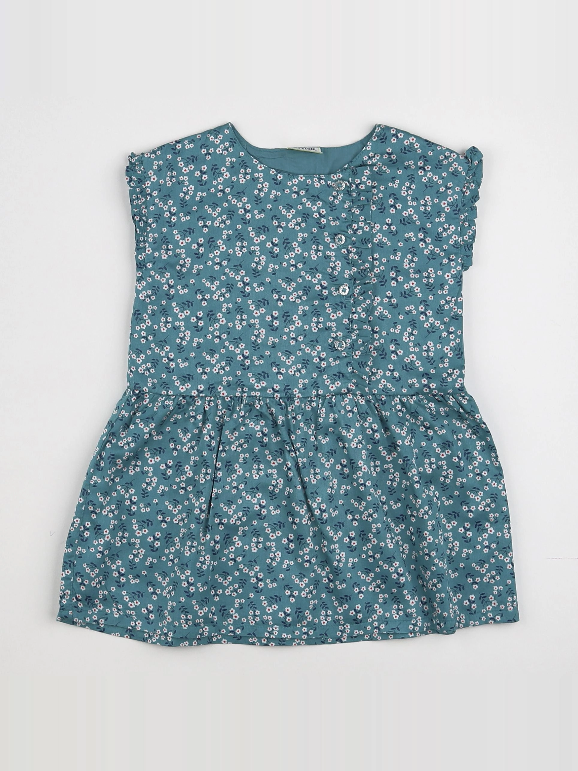 Tape à l'oeil - robe vert, blanc - 18 mois