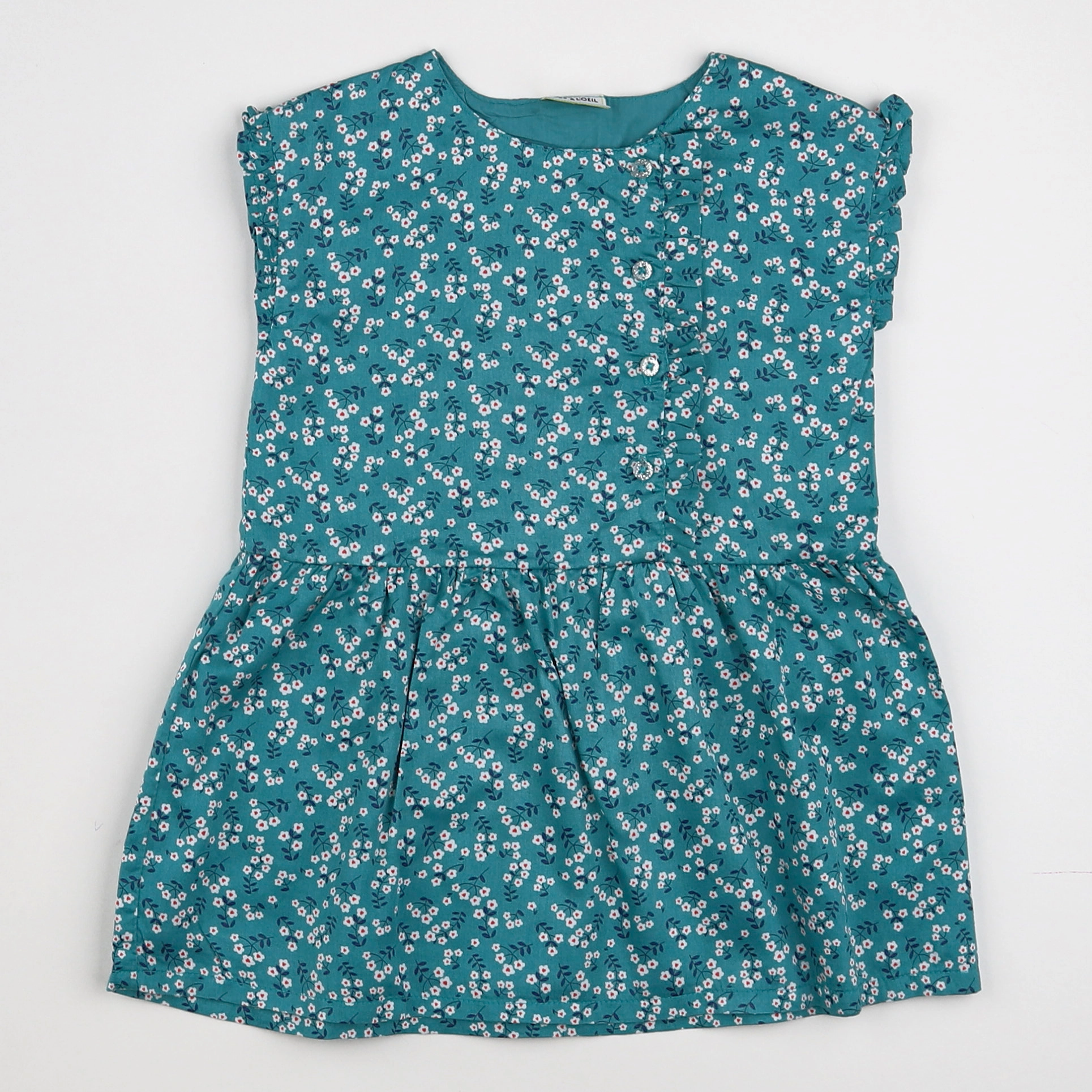 Tape à l'oeil - robe vert, blanc - 18 mois