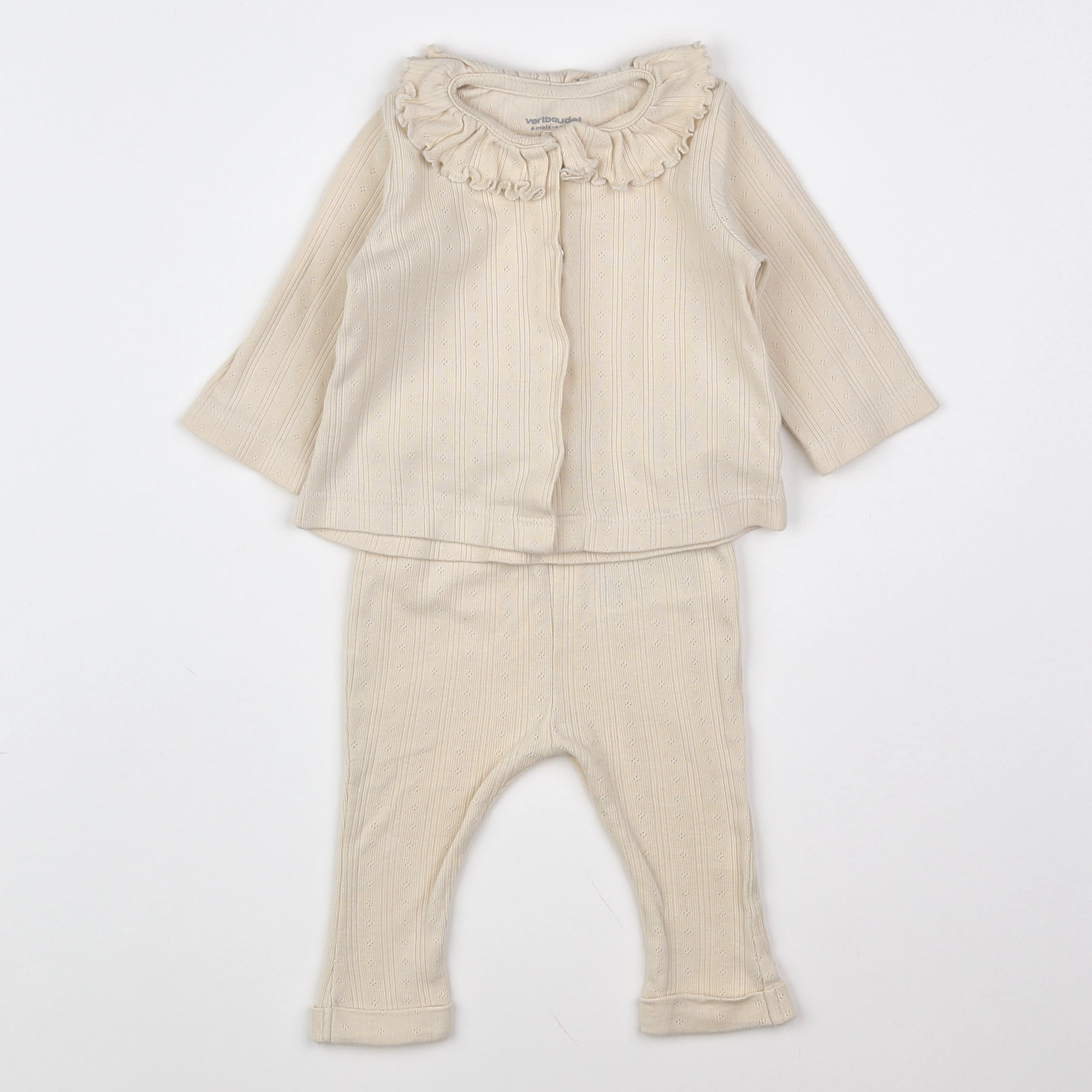 Vertbaudet - ensemble beige - 6 mois