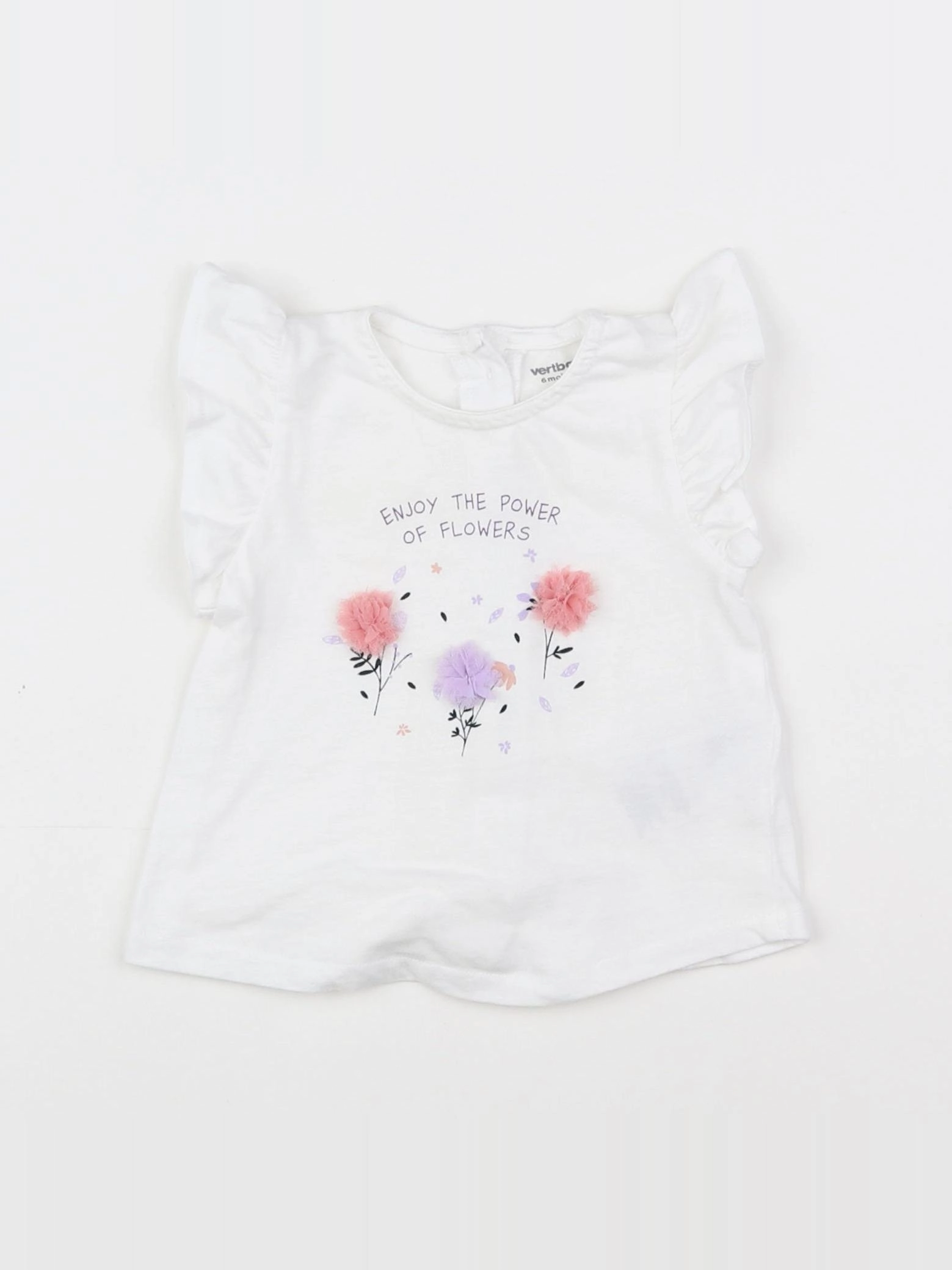 Vertbaudet - tee-shirt blanc - 6 mois