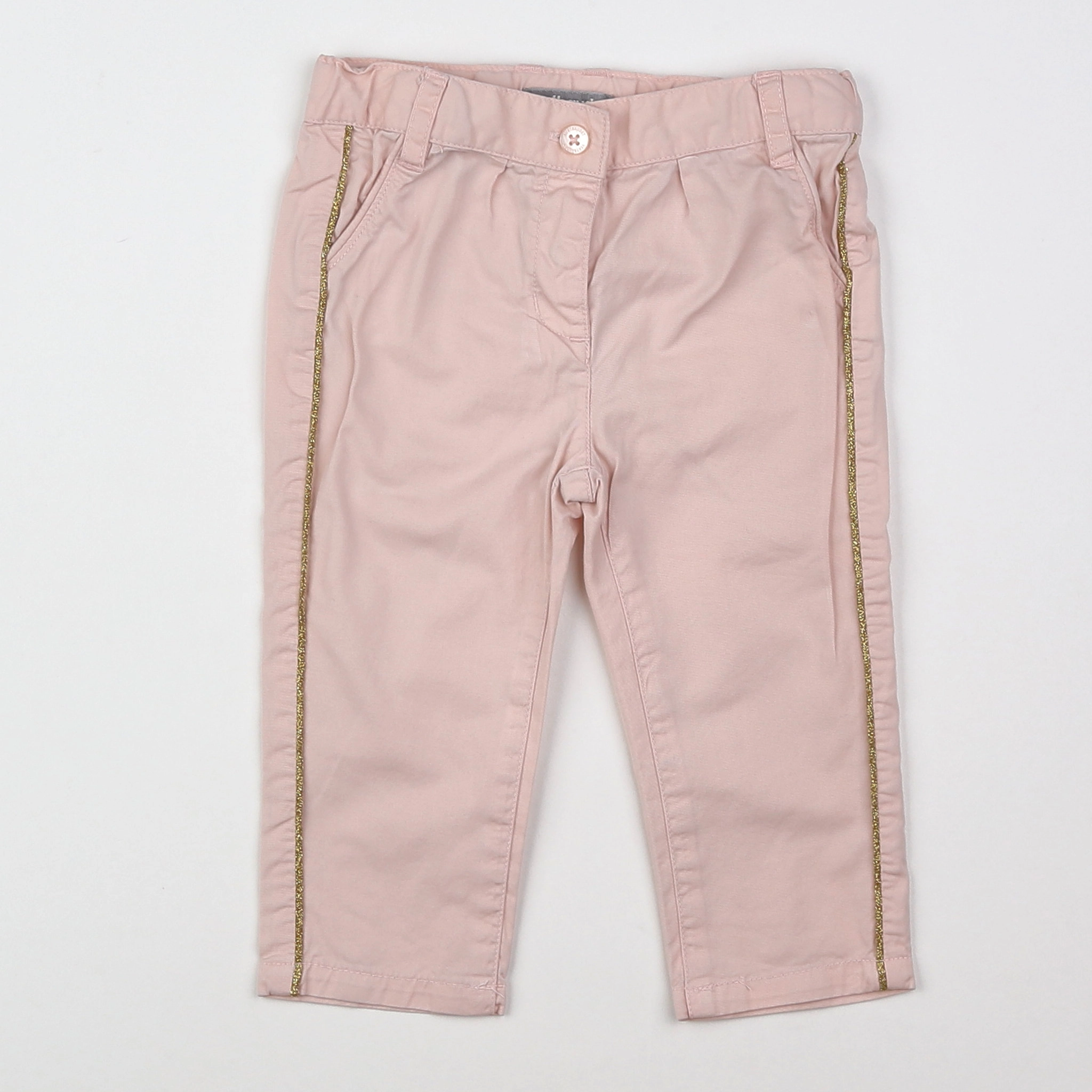 Vertbaudet - pantalon rose, or - 12 mois