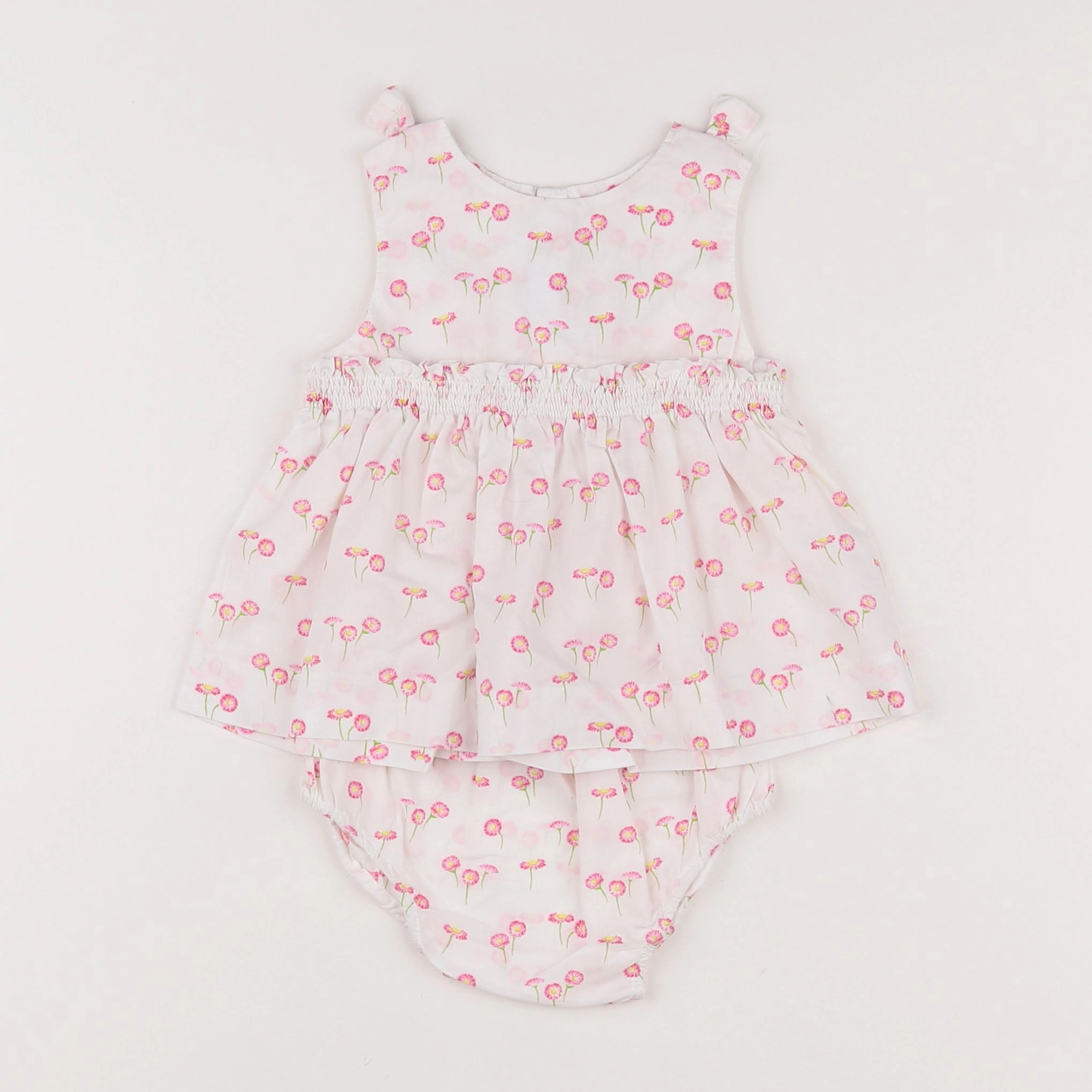 Jacadi - robe blanc, rose - 6 mois