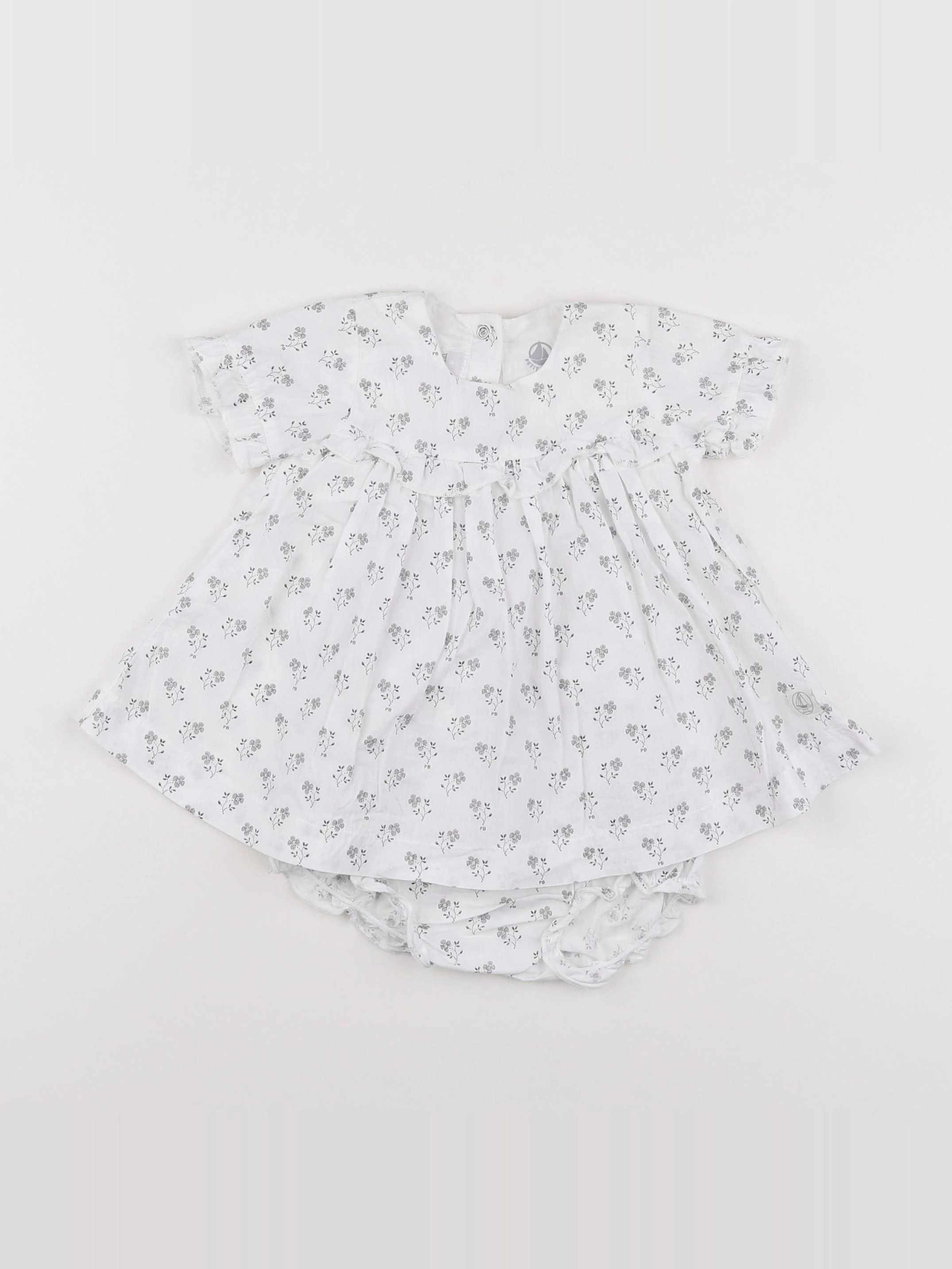 Petit Bateau - robe blanc - 3 mois