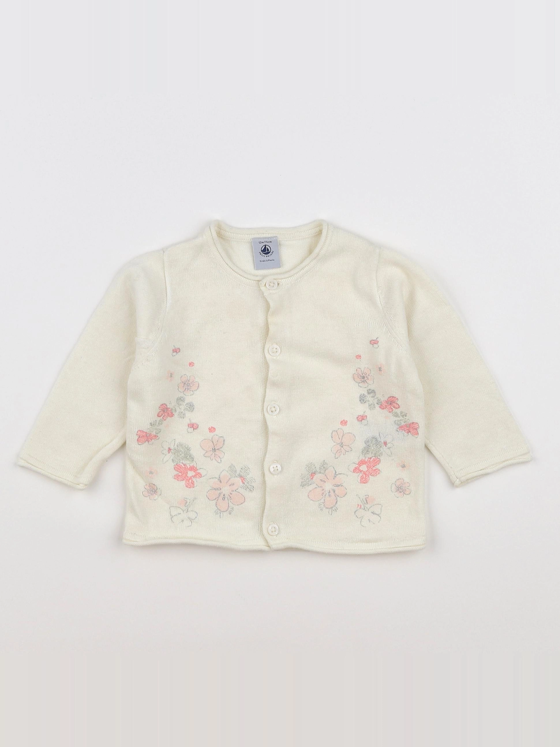 Petit Bateau - gilet blanc - 12 mois