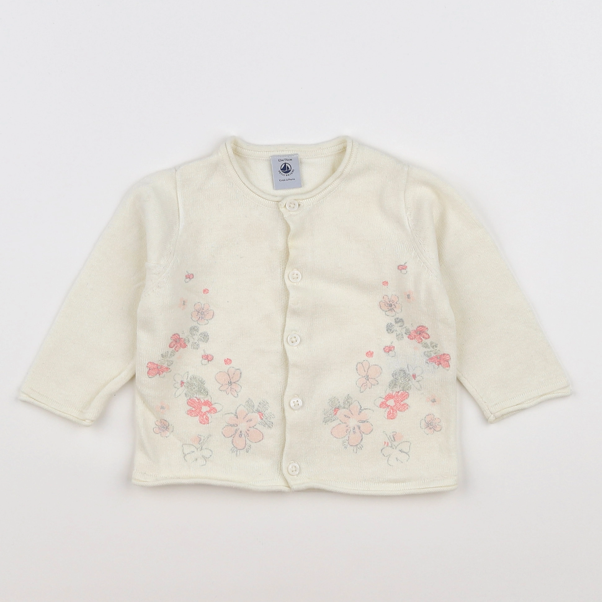 Petit Bateau - gilet blanc - 12 mois