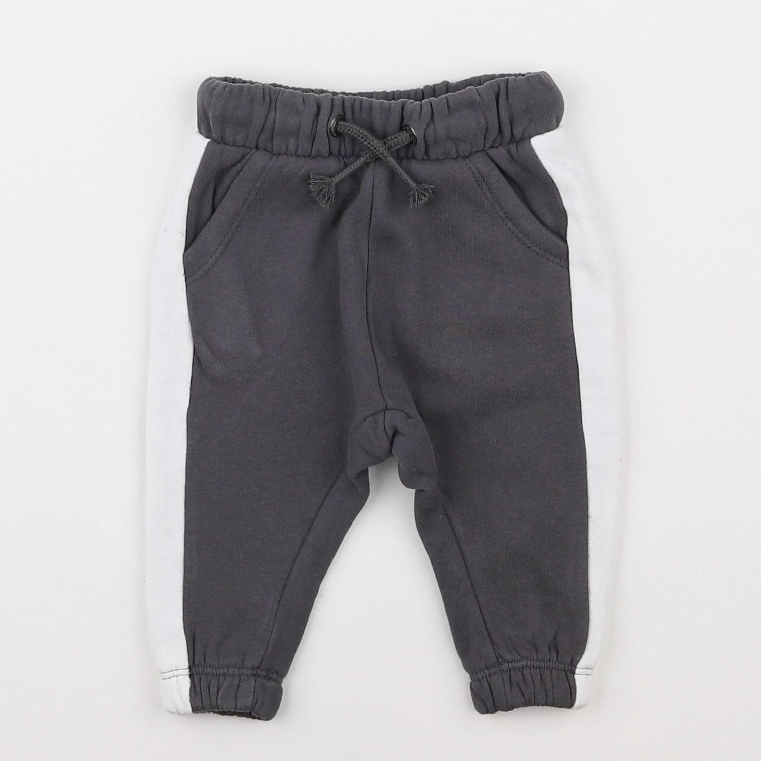 Vertbaudet - jogging gris, blanc - 3 mois