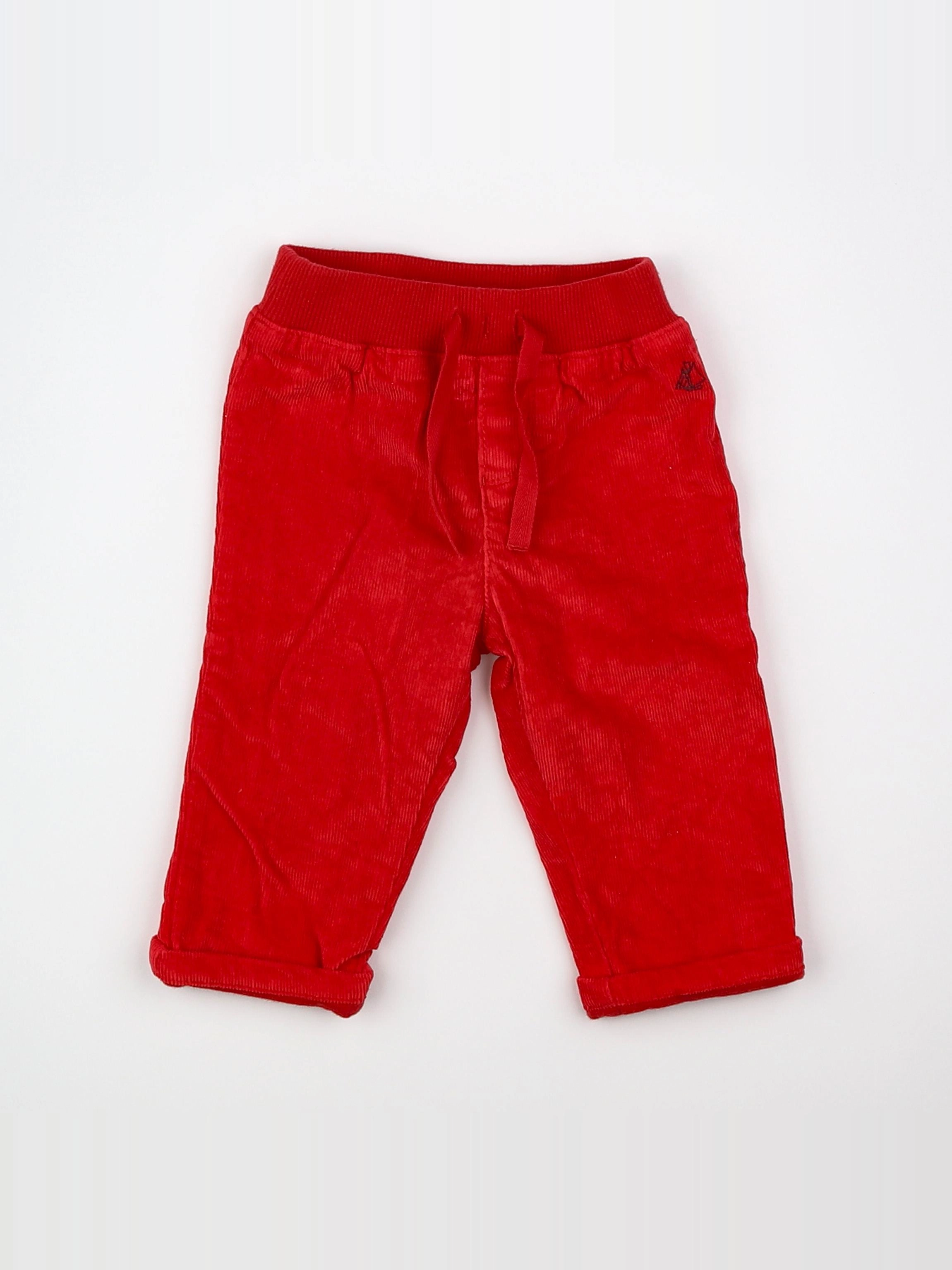Petit Bateau - pantalon doublé rouge - 6 mois