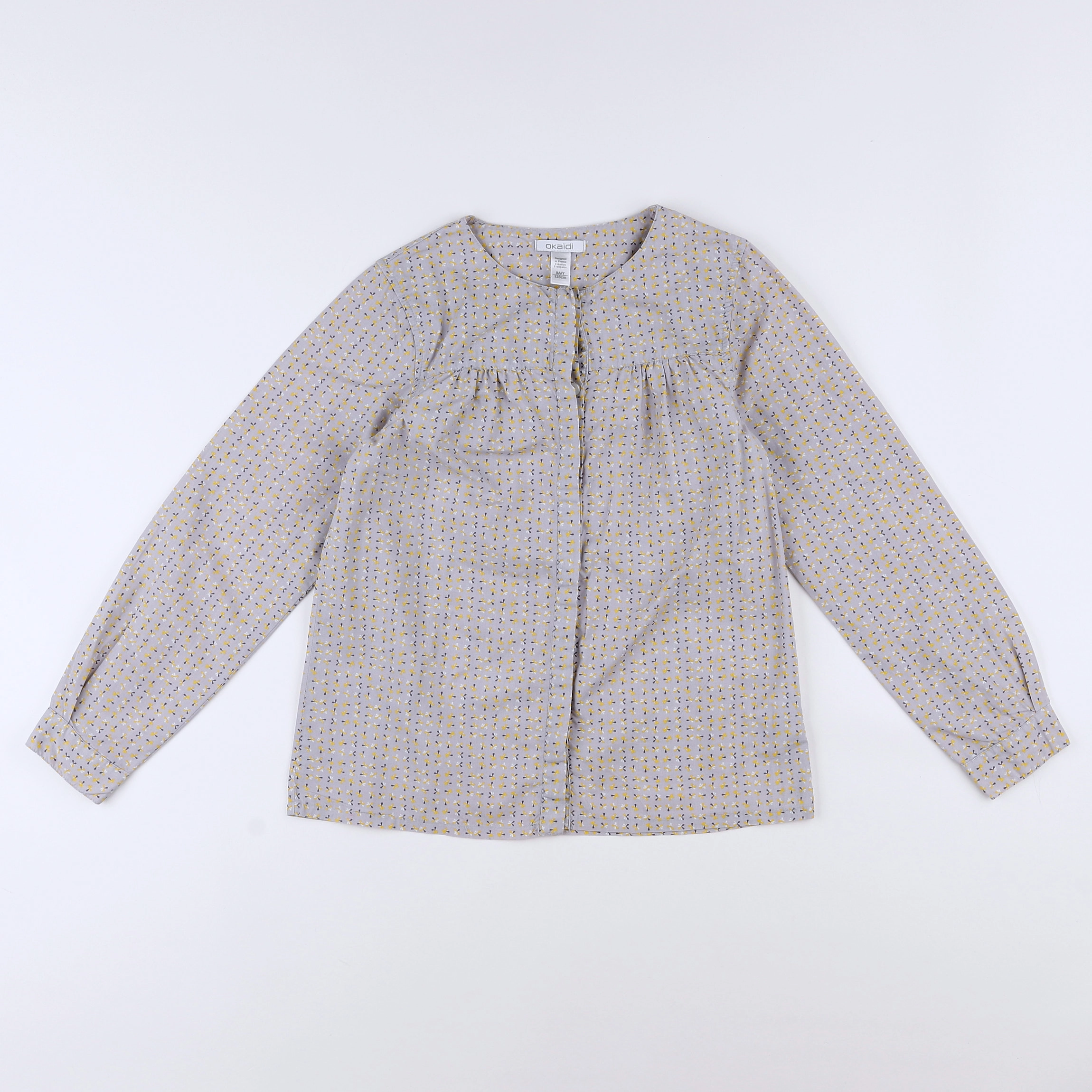 Okaidi - blouse gris, jaune - 8 ans