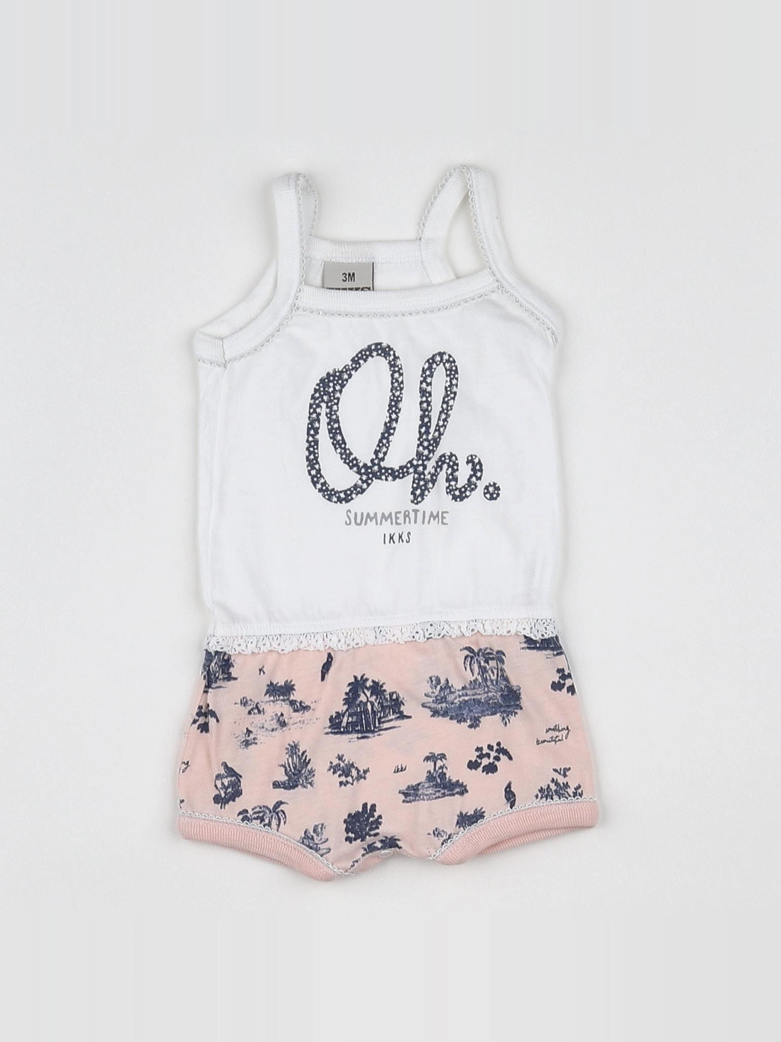 IKKS - body vetement blanc, rose - 3 mois