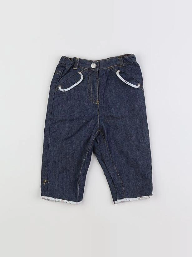 Natalys - jean bleu, blanc - 6 mois