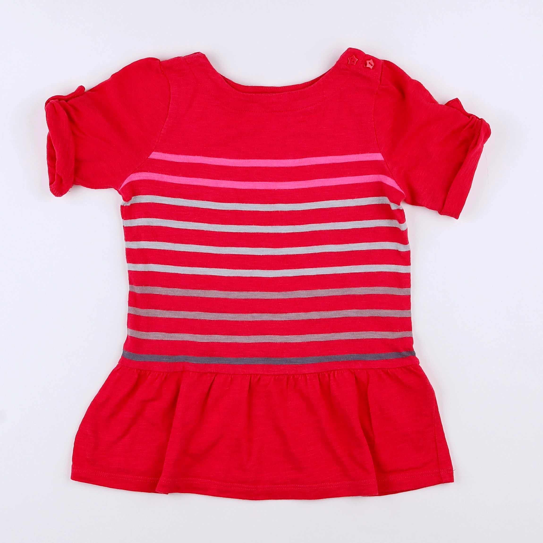 Vertbaudet - robe rose, gris - 2 ans