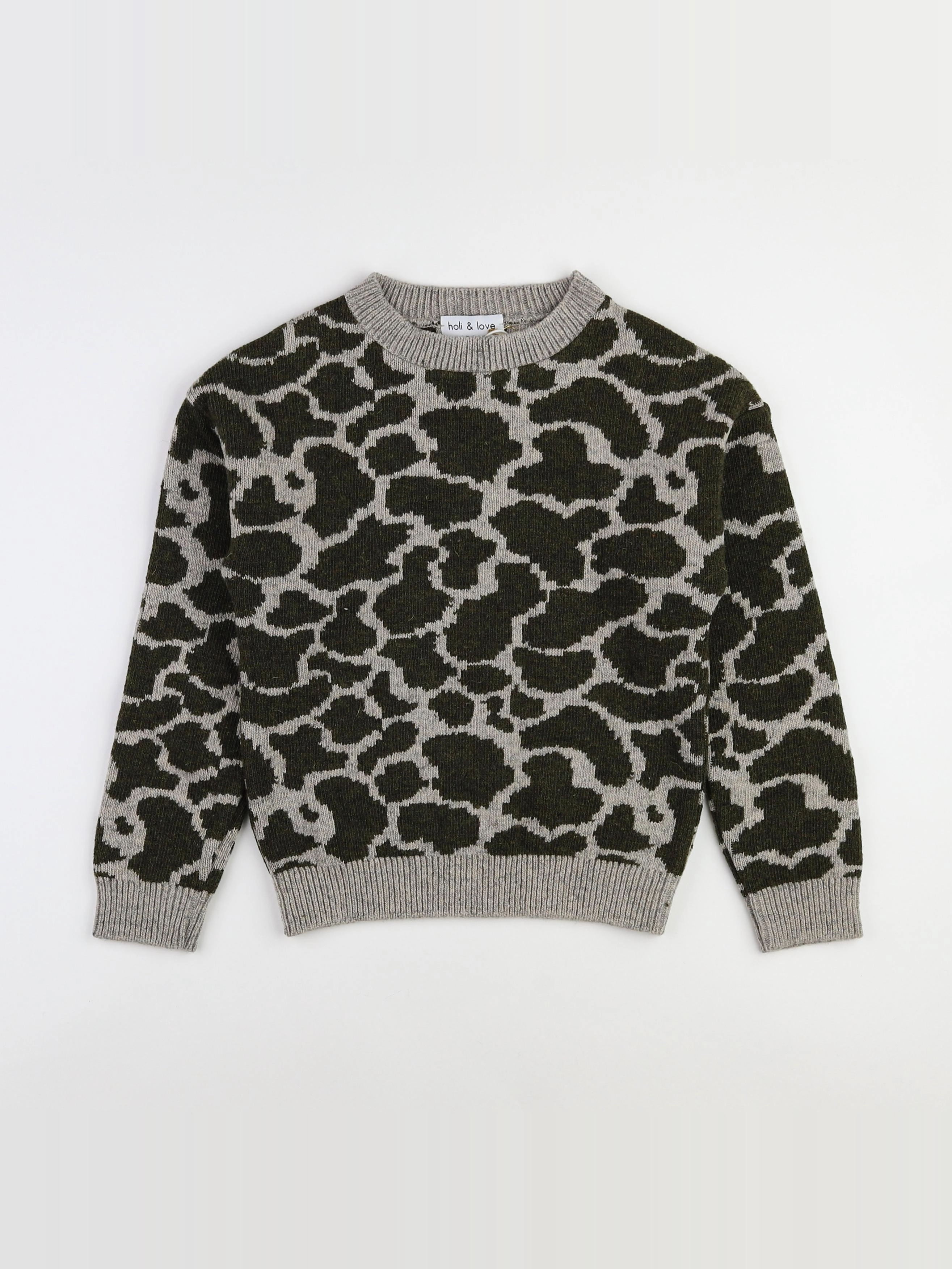 Holi & Love - pull vert, beige (neuf) - 12/13 ans