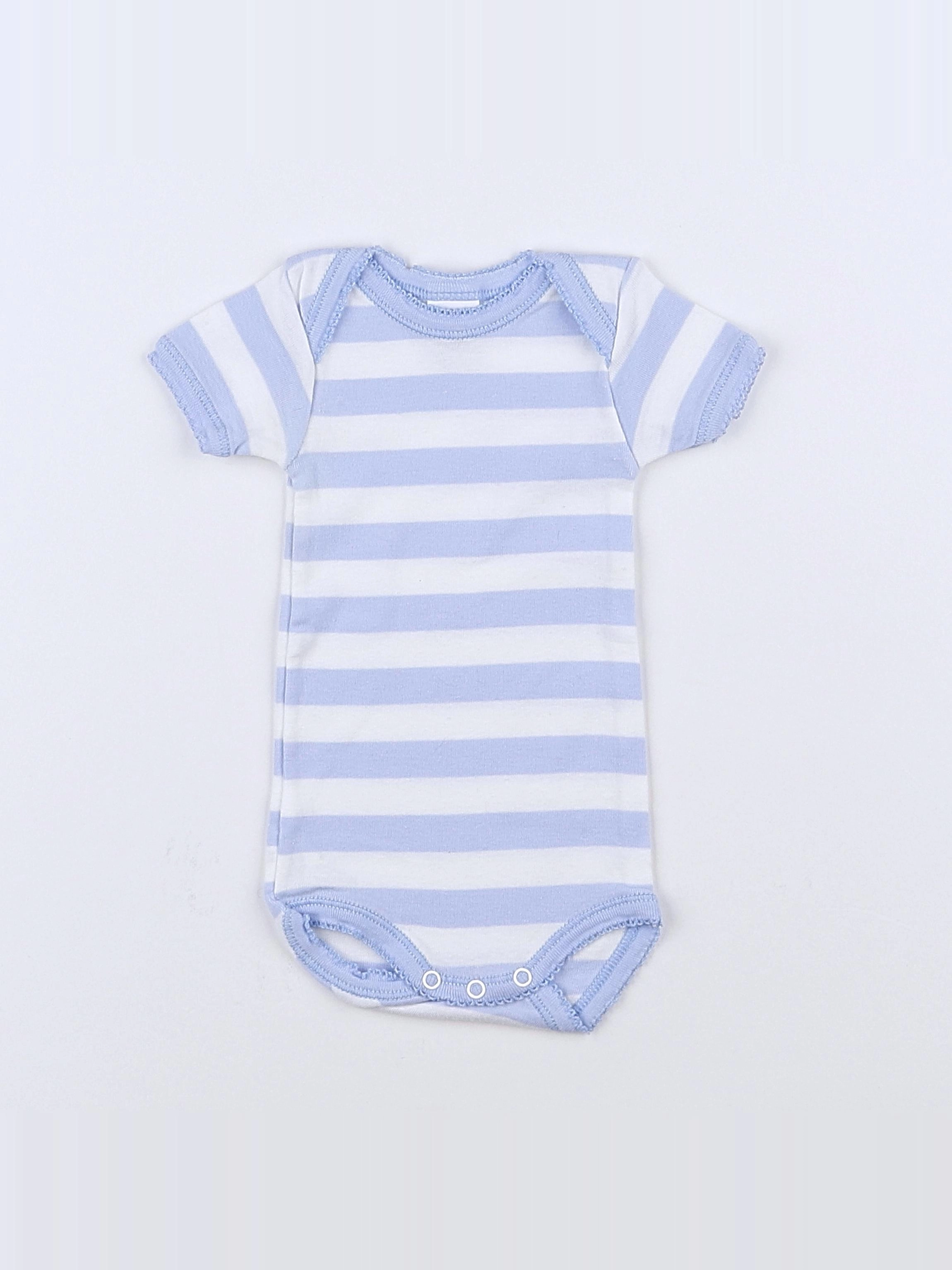 Petit Bateau - body bleu, blanc - 3 mois