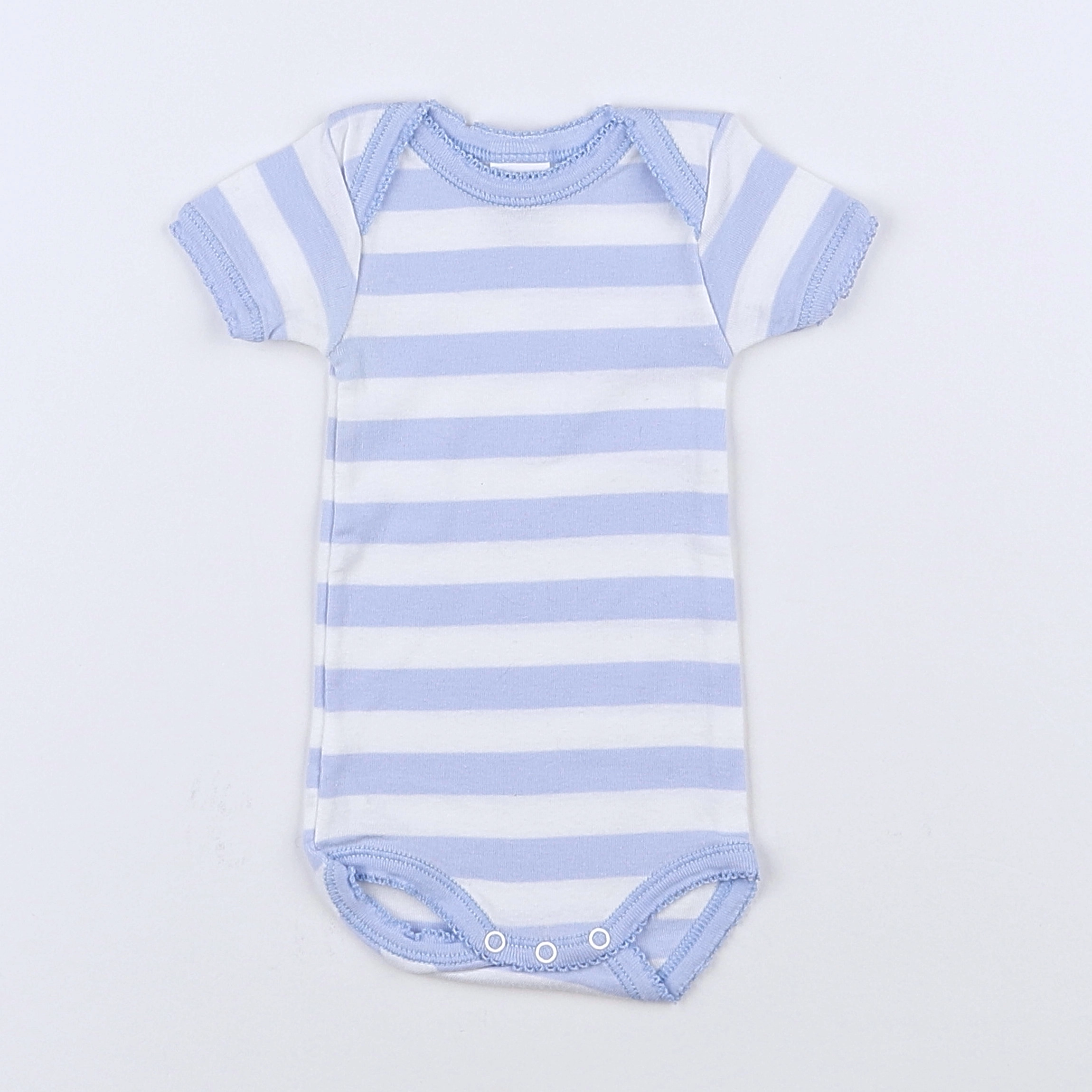 Petit Bateau - body bleu, blanc - 3 mois