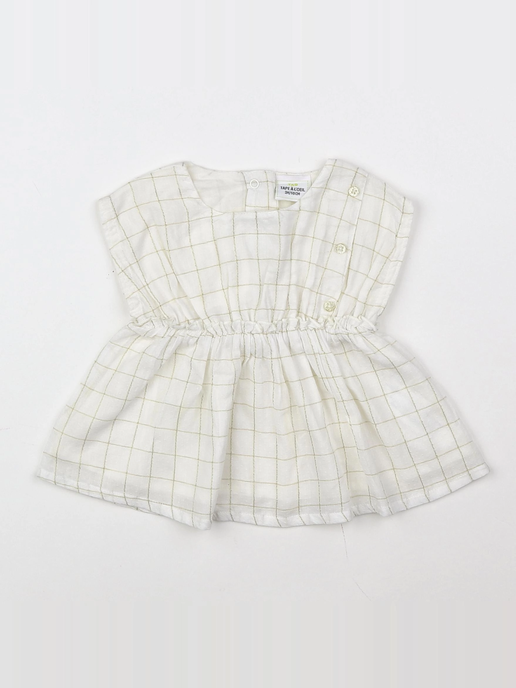 Tape à l'oeil - robe blanc, or - 3 mois