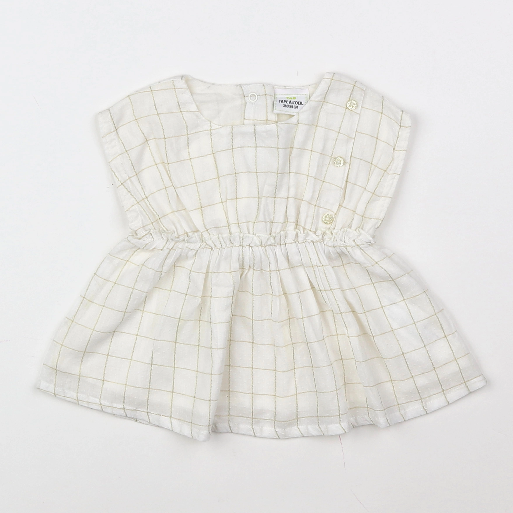 Tape à l'oeil - robe blanc, or - 3 mois