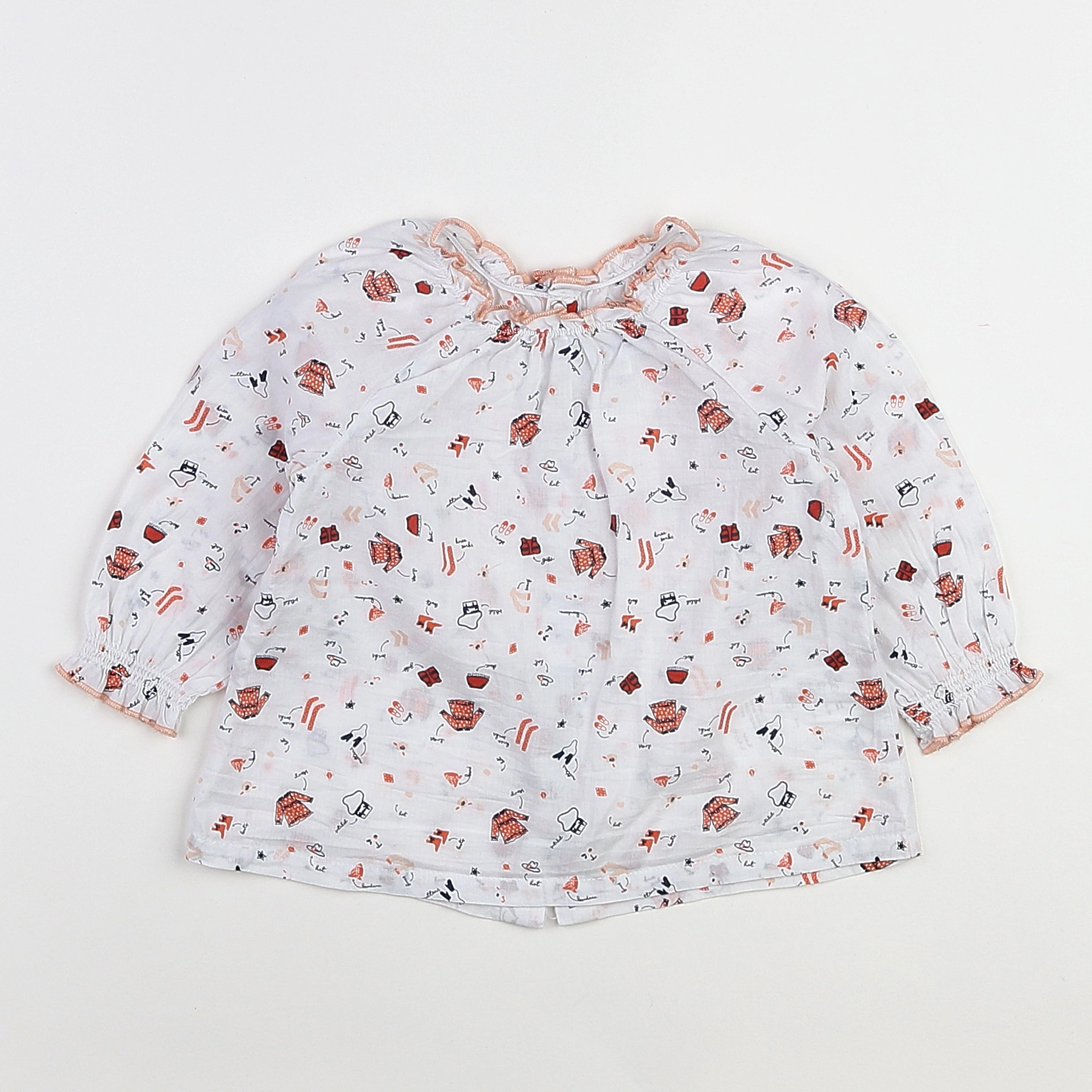 Vertbaudet - blouse blanc, orange - 18 mois