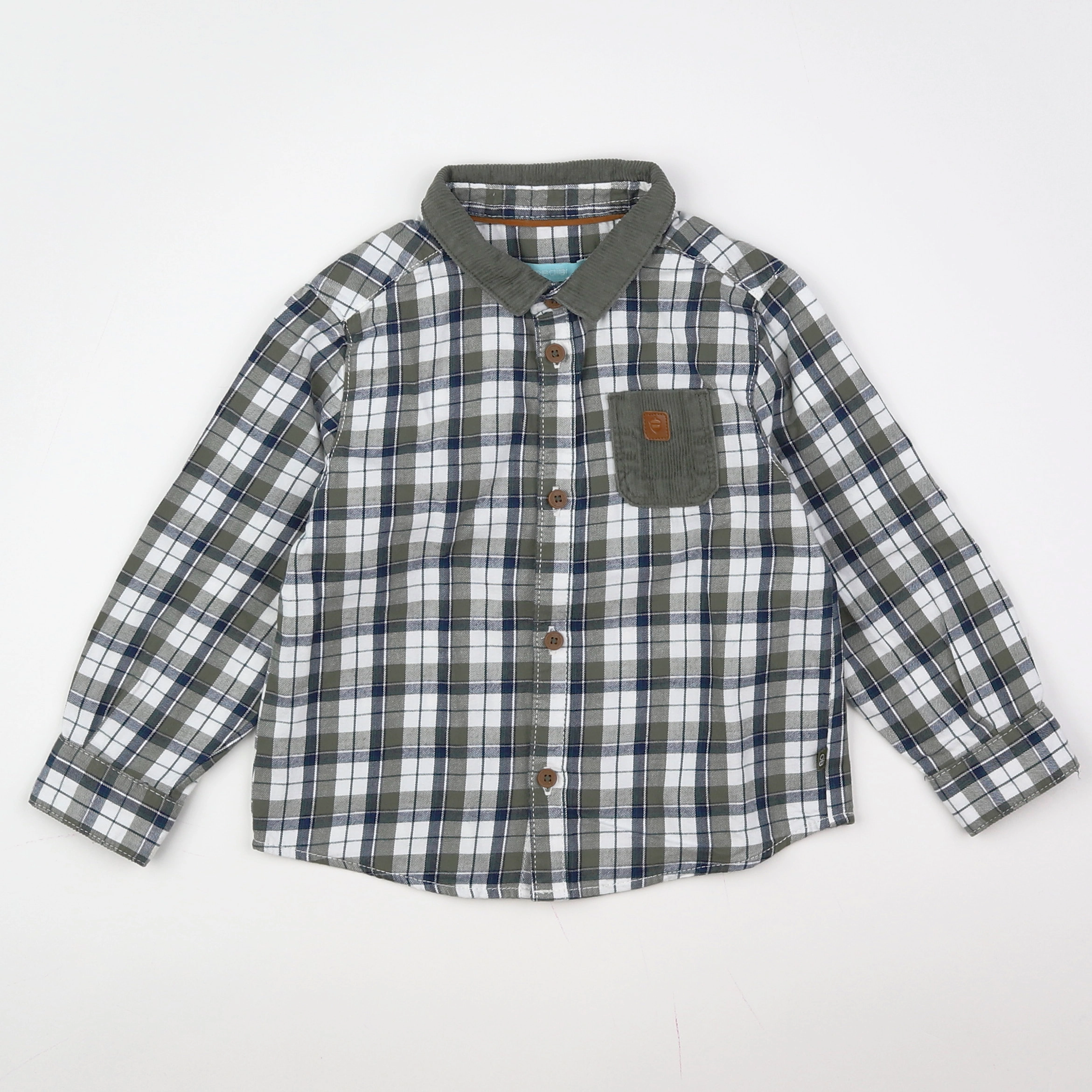 Okaidi - chemise blanc, vert - 2 ans