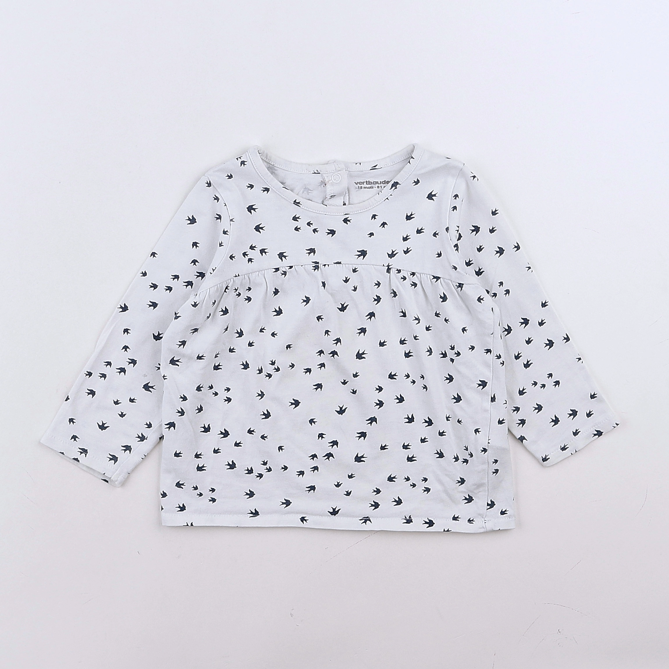 Vertbaudet - tee-shirt blanc, bleu - 12 mois