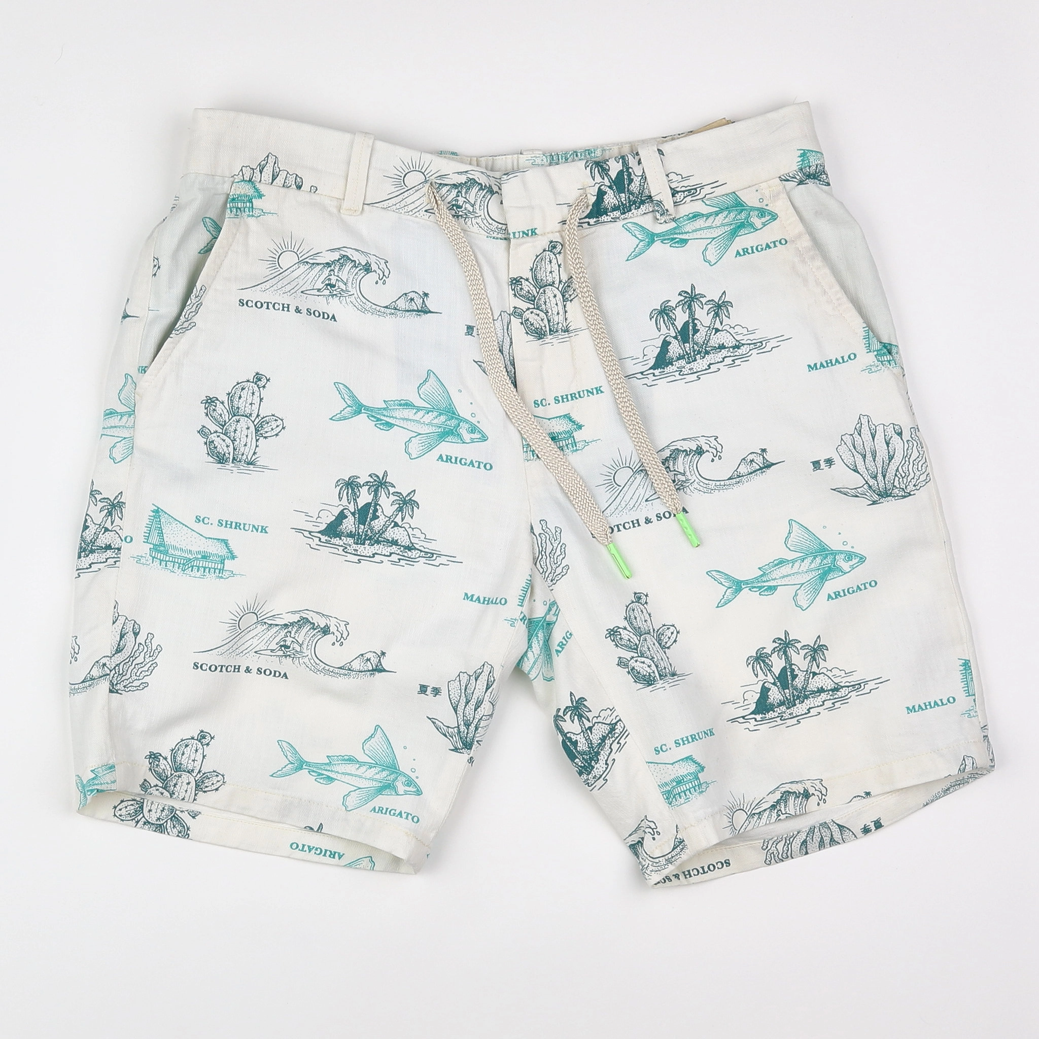 Scotch & Soda - short blanc, vert - 14 ans