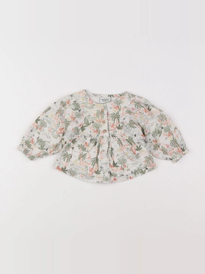Tape à l'oeil - blouse blanc, vert - 3 mois