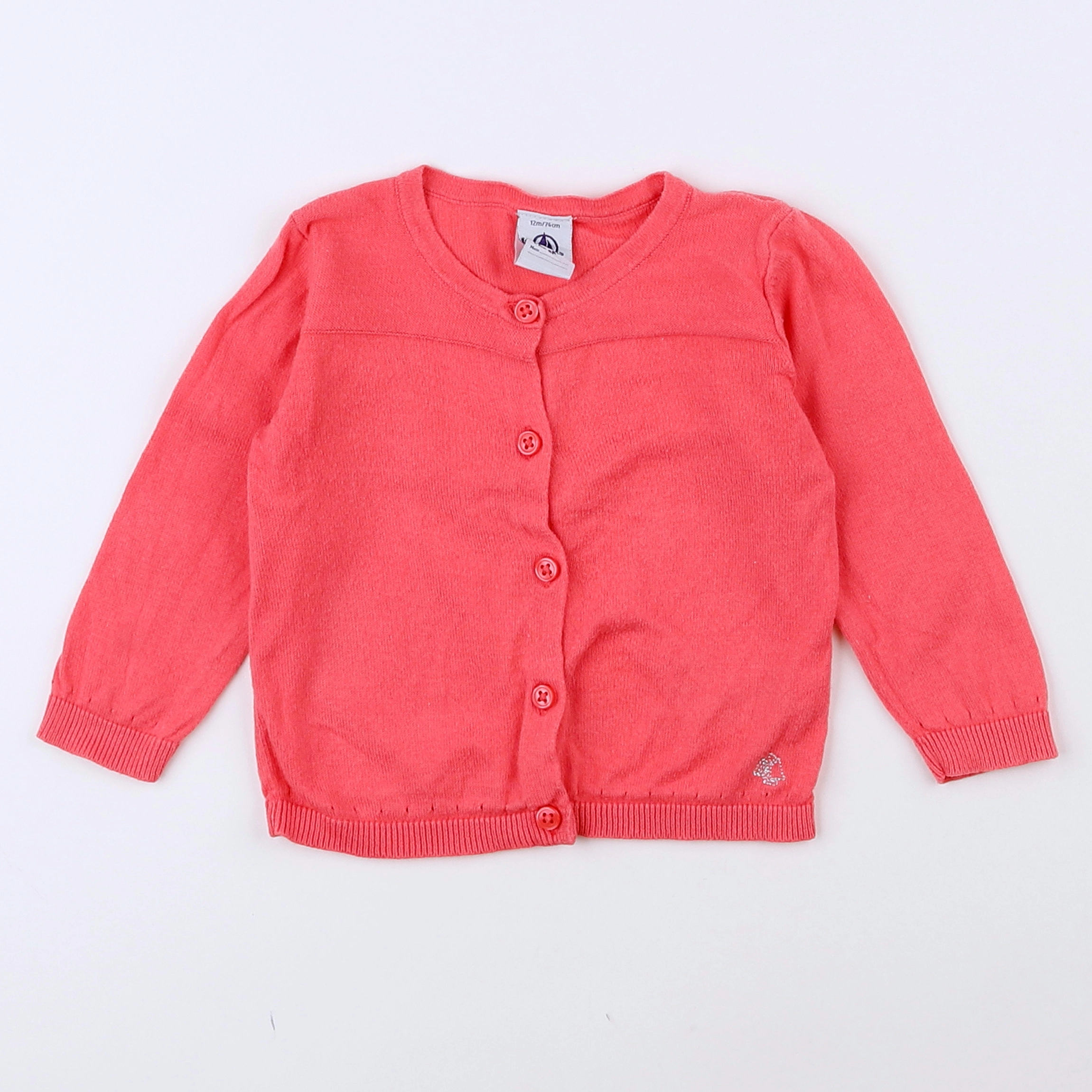 Petit Bateau - gilet rose - 12 mois