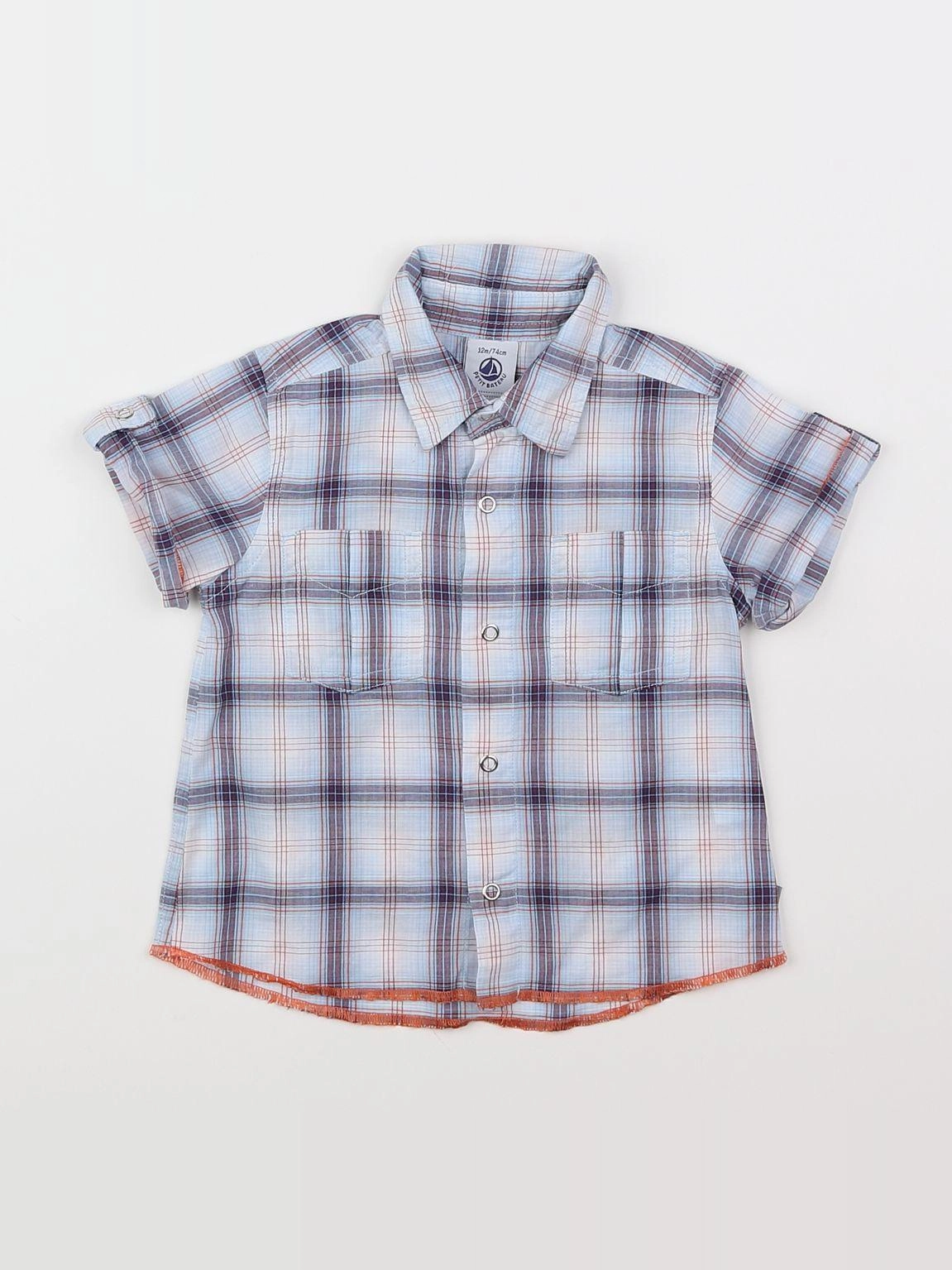 Petit Bateau - chemise bleu - 12 mois