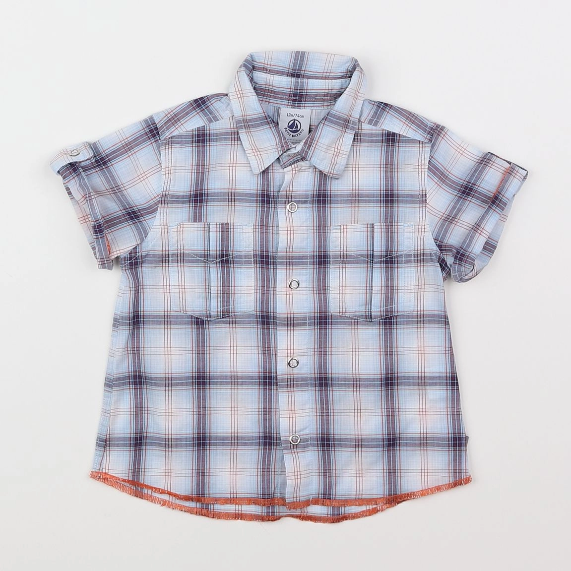 Petit Bateau - chemise bleu - 12 mois