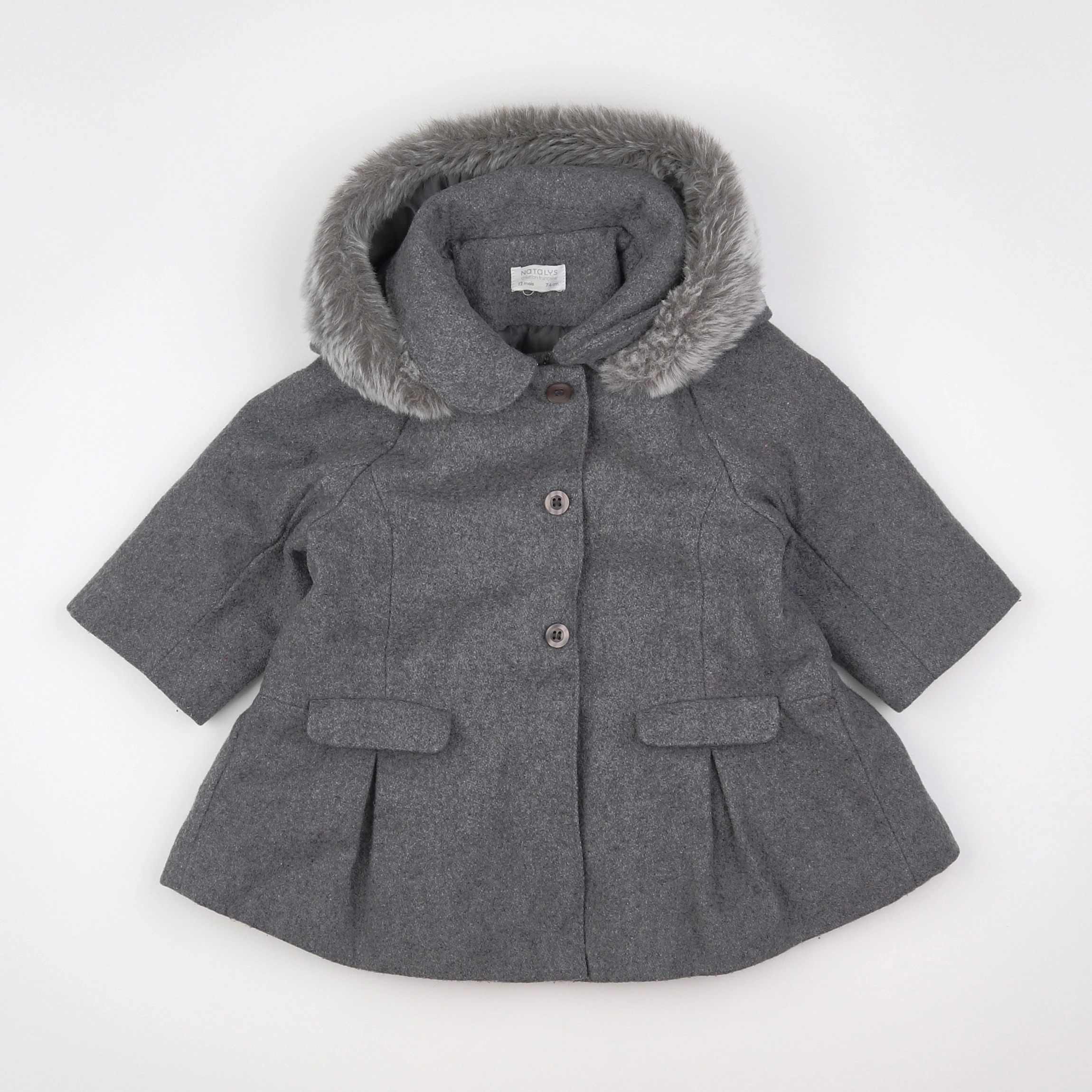 Natalys - manteau gris - 12 mois