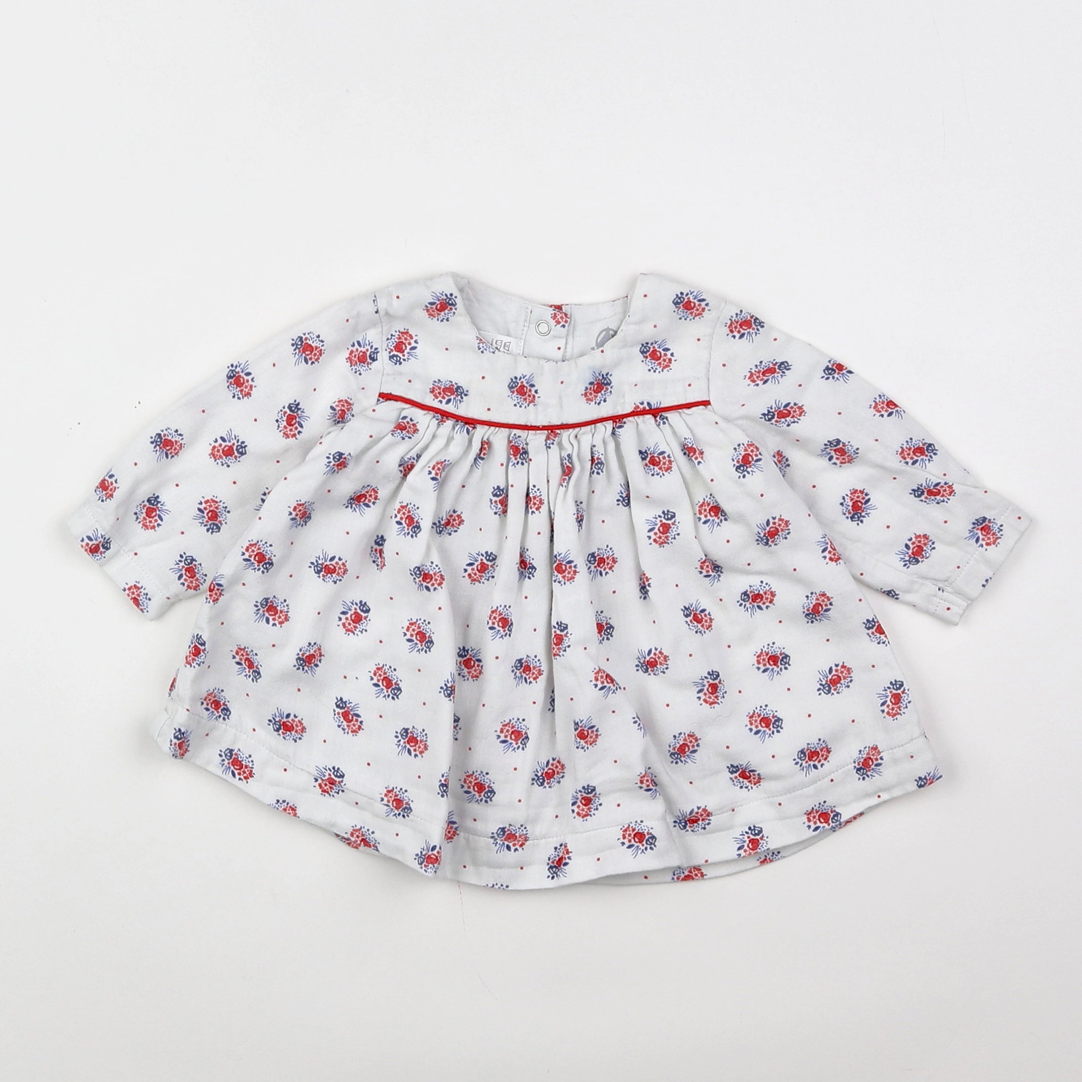 Petit Bateau - robe blanc, bleu - 3 mois