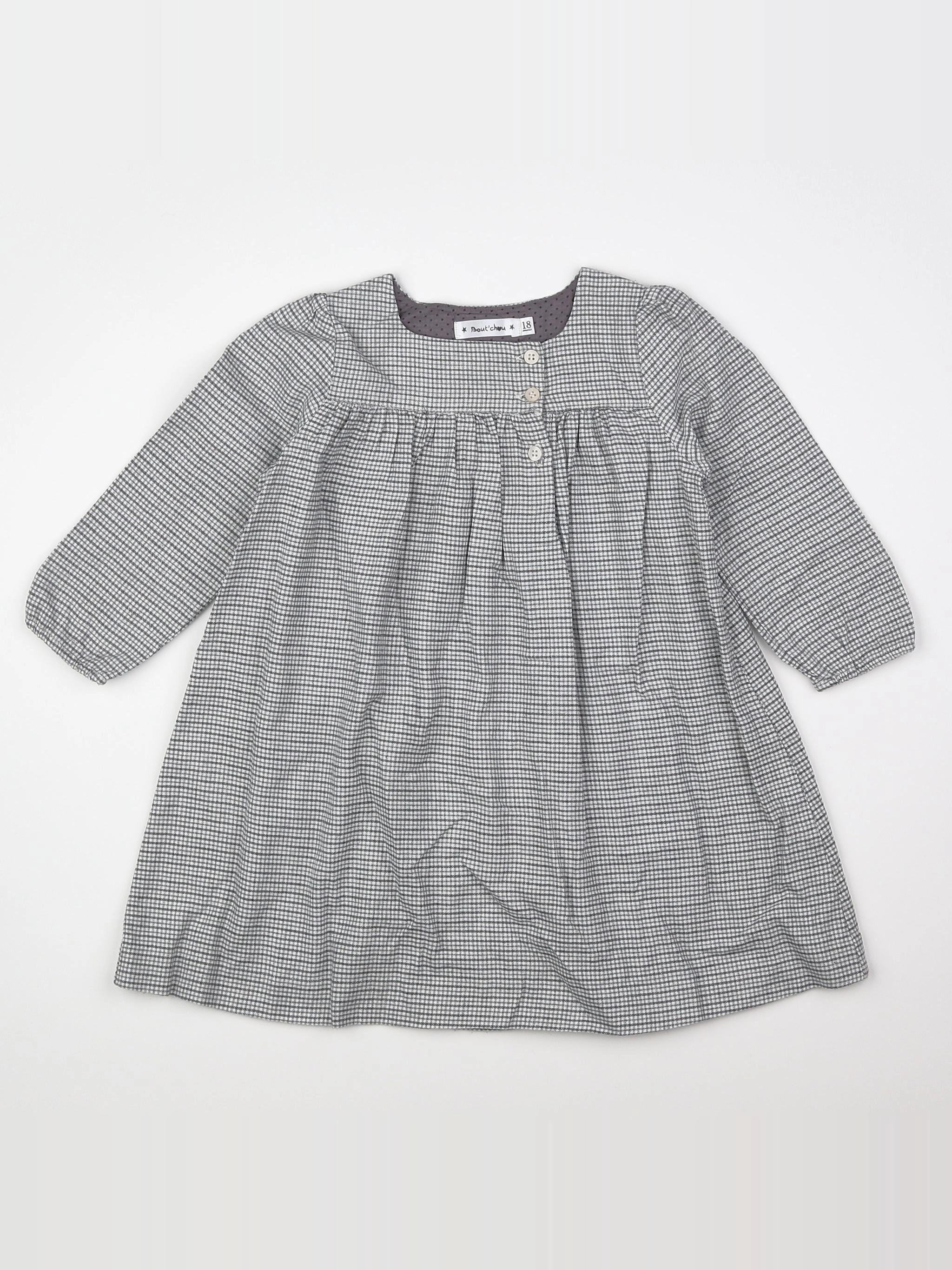 Boutchou - robe gris, blanc - 18 mois