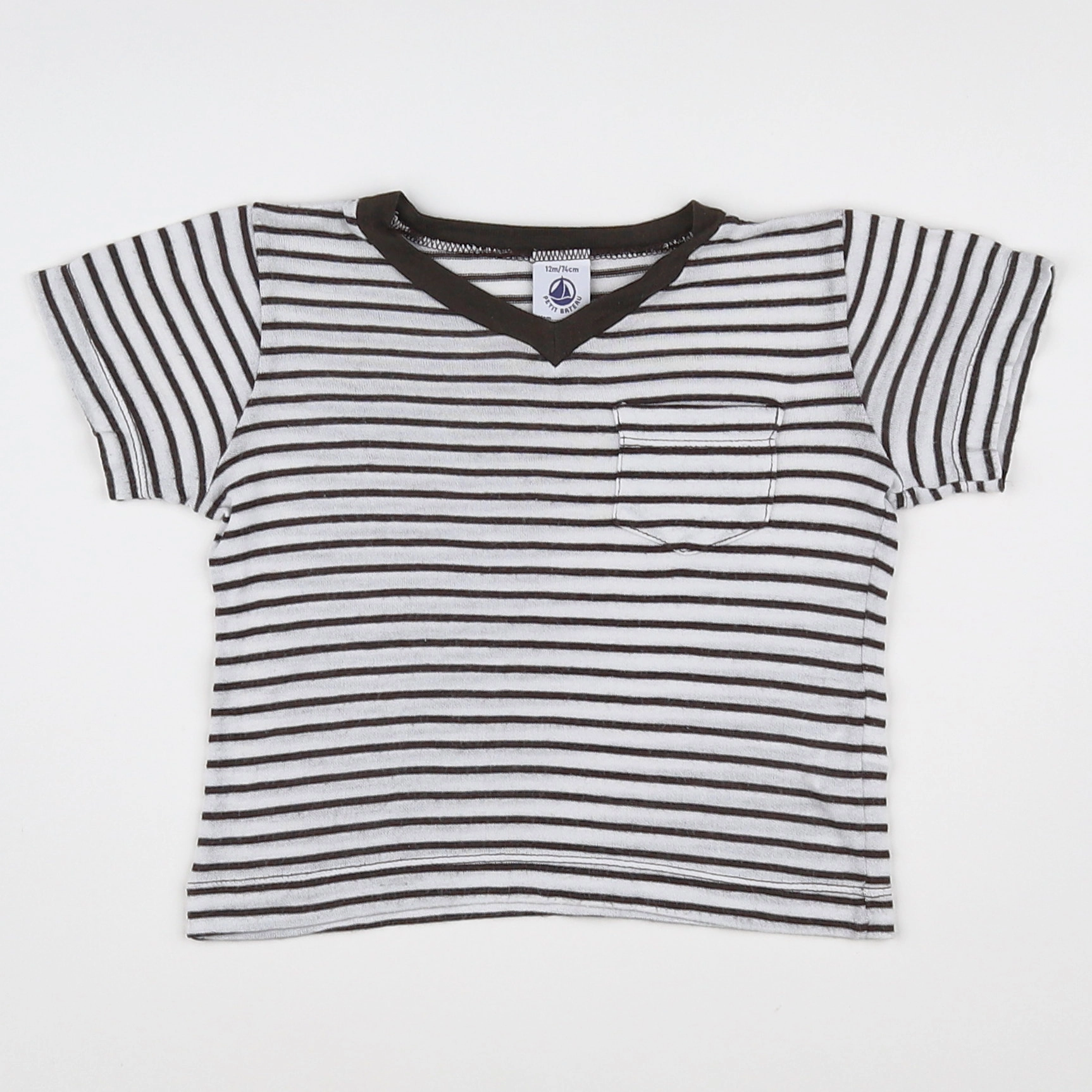Petit Bateau - tee-shirt blanc, marron - 12 mois