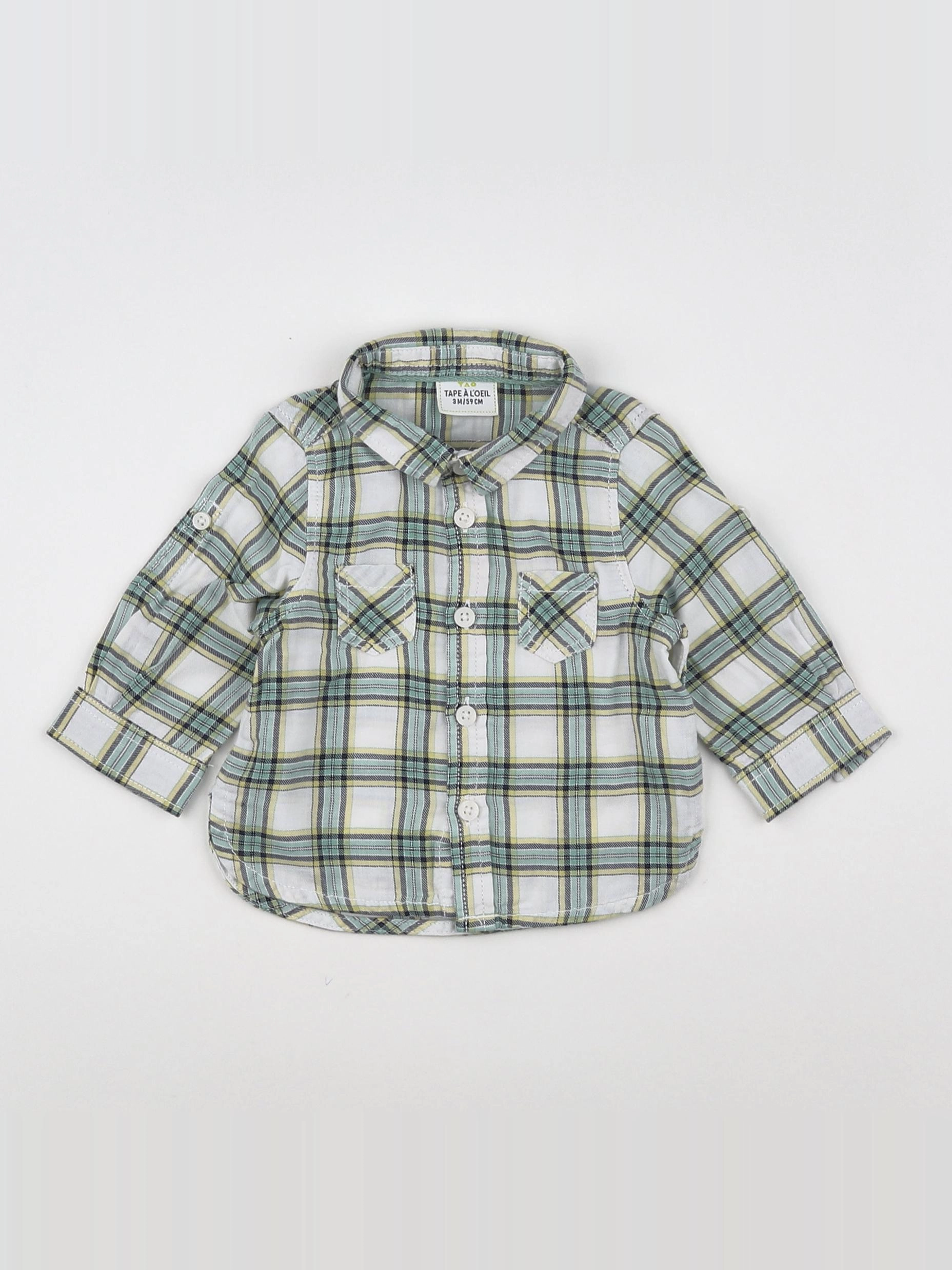 Tape à l'oeil - chemise vert, jaune - 3 mois