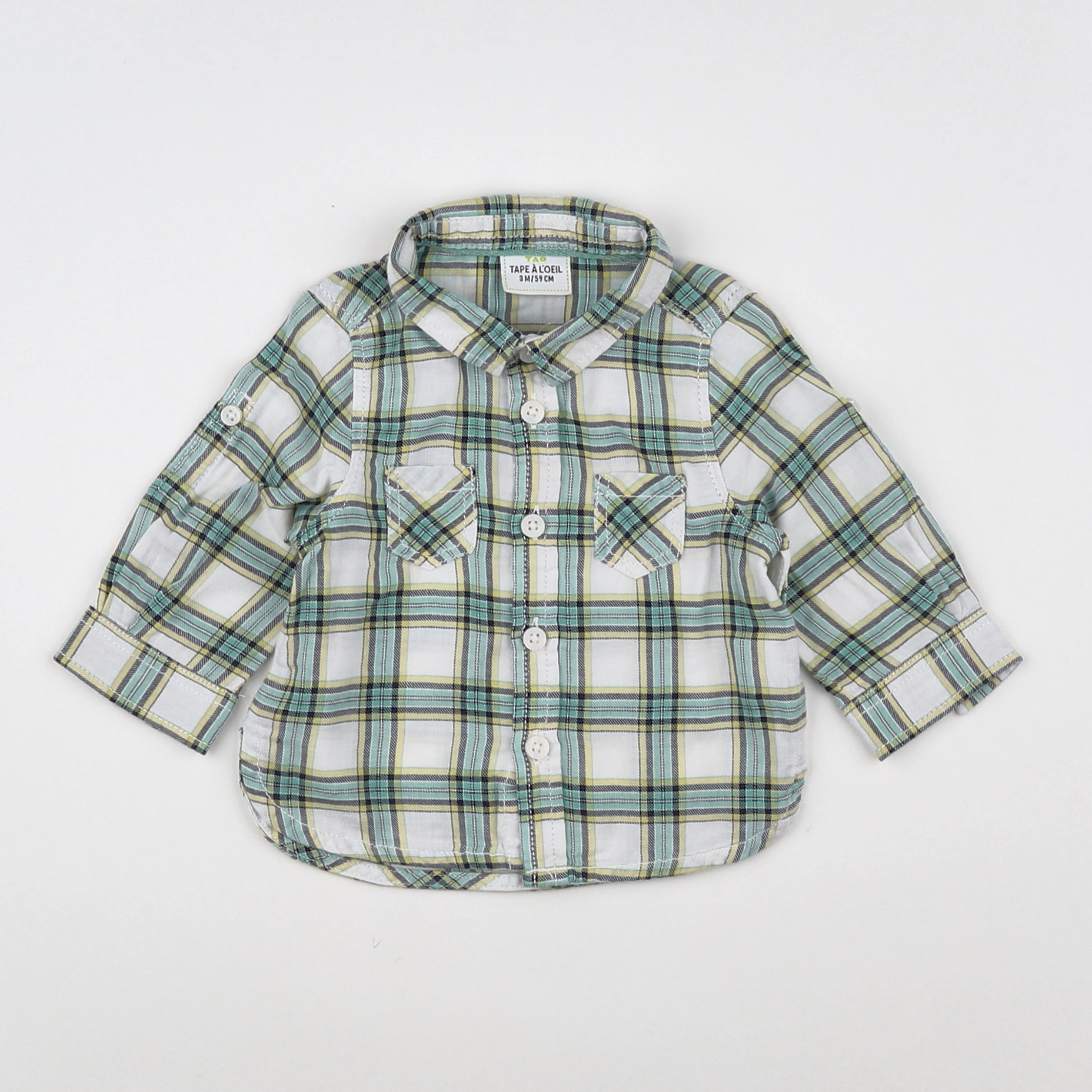 Tape à l'oeil - chemise vert, jaune - 3 mois