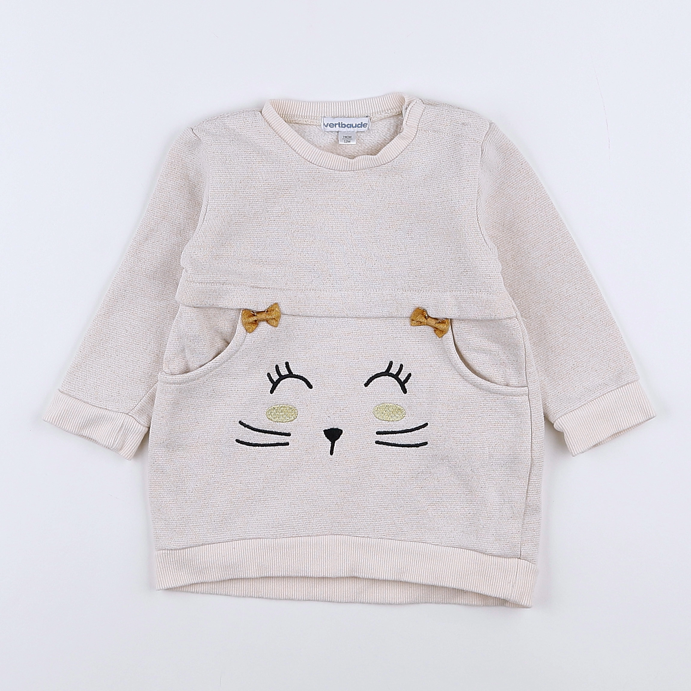Vertbaudet - robe beige, or - 12 mois