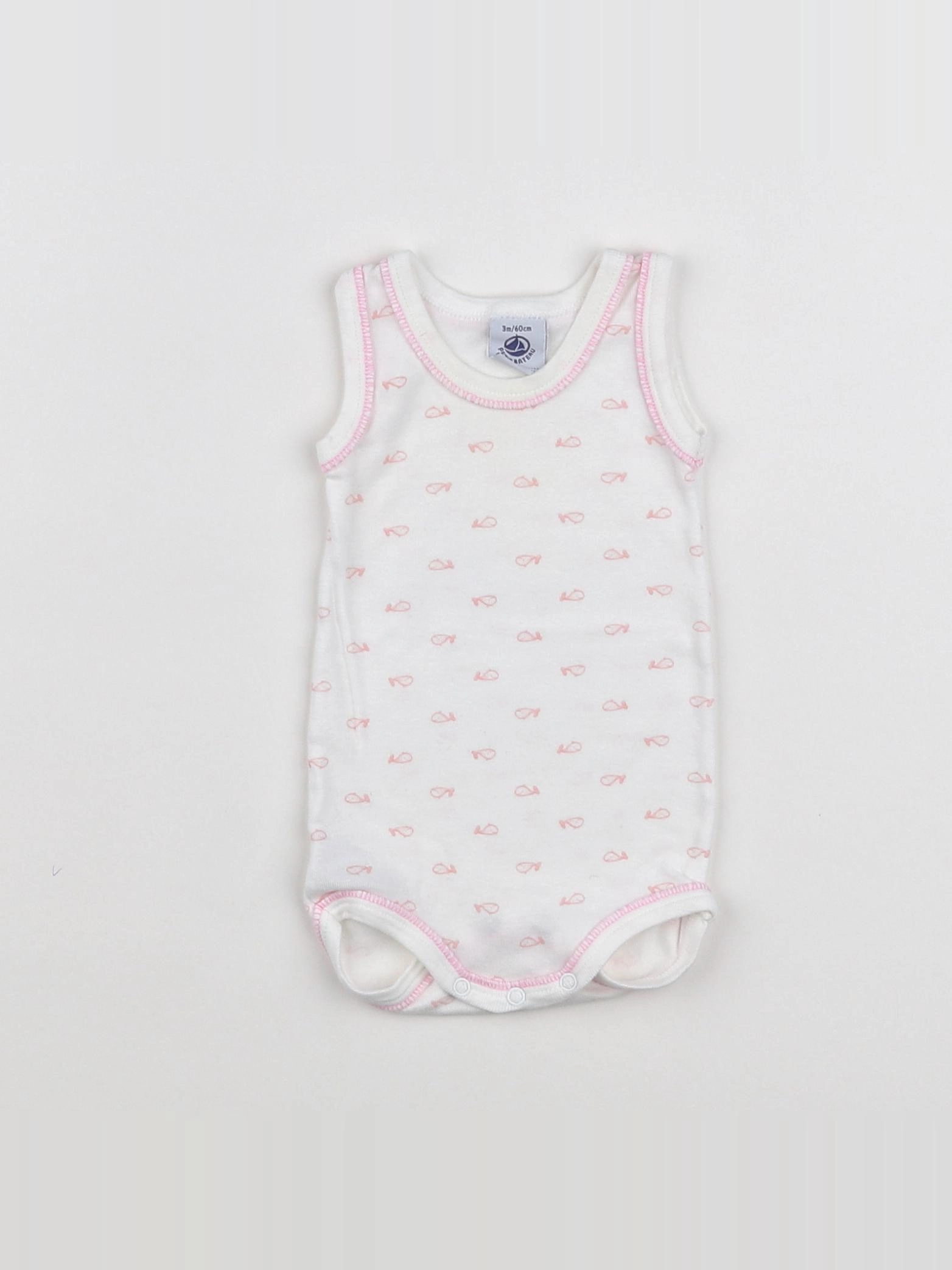 Petit Bateau - body beige, rose - 3 mois