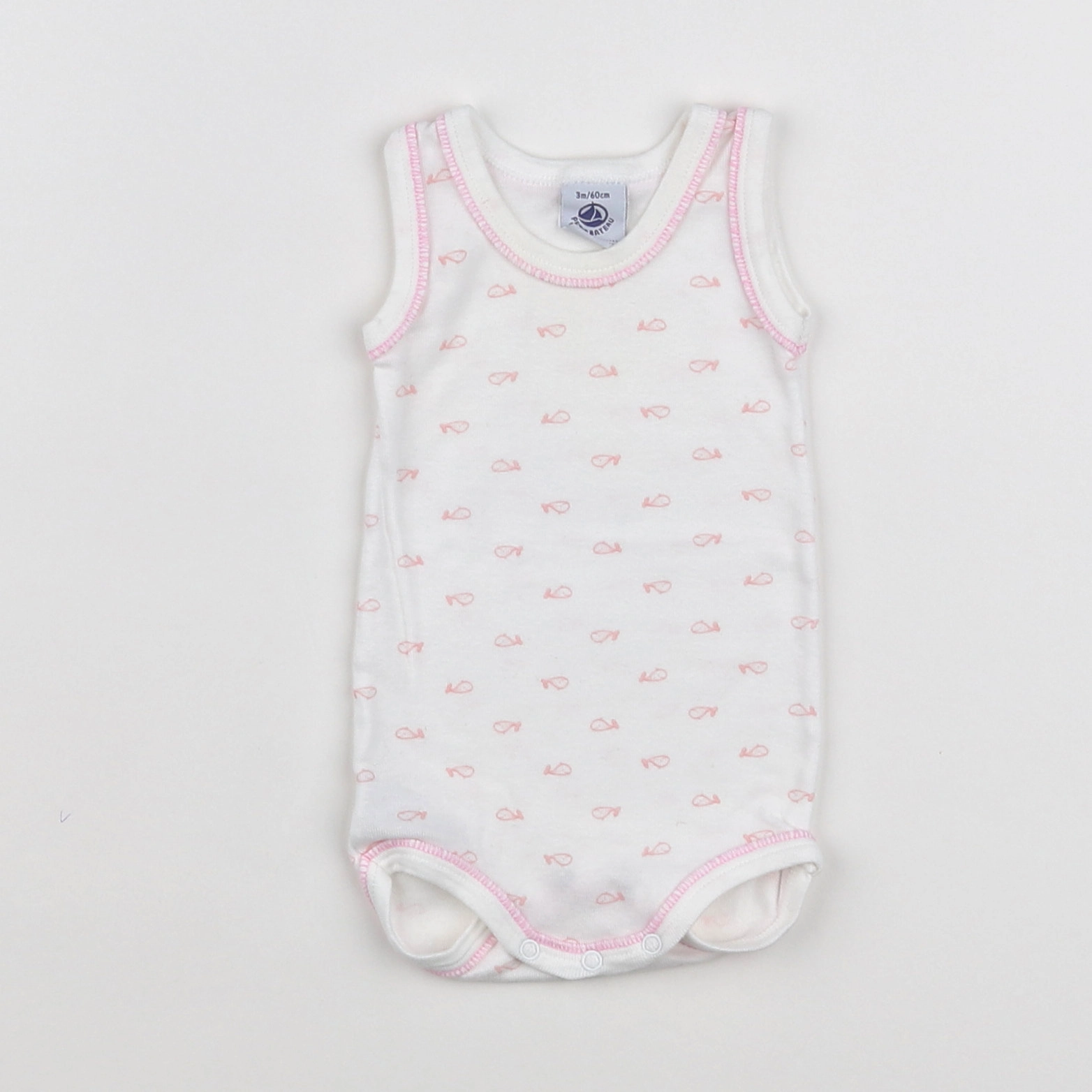 Petit Bateau - body beige, rose - 3 mois
