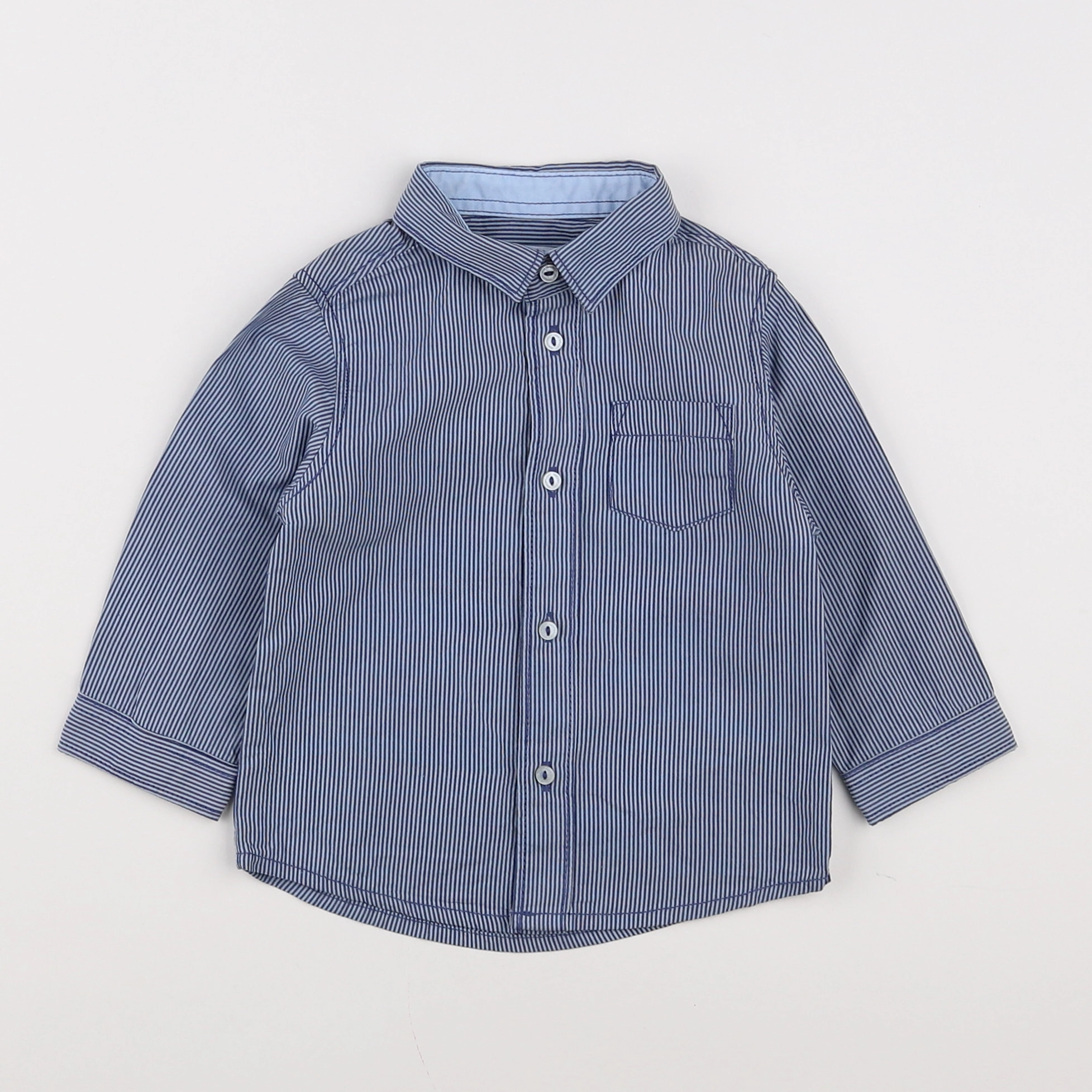 Vertbaudet - chemise bleu - 9 mois