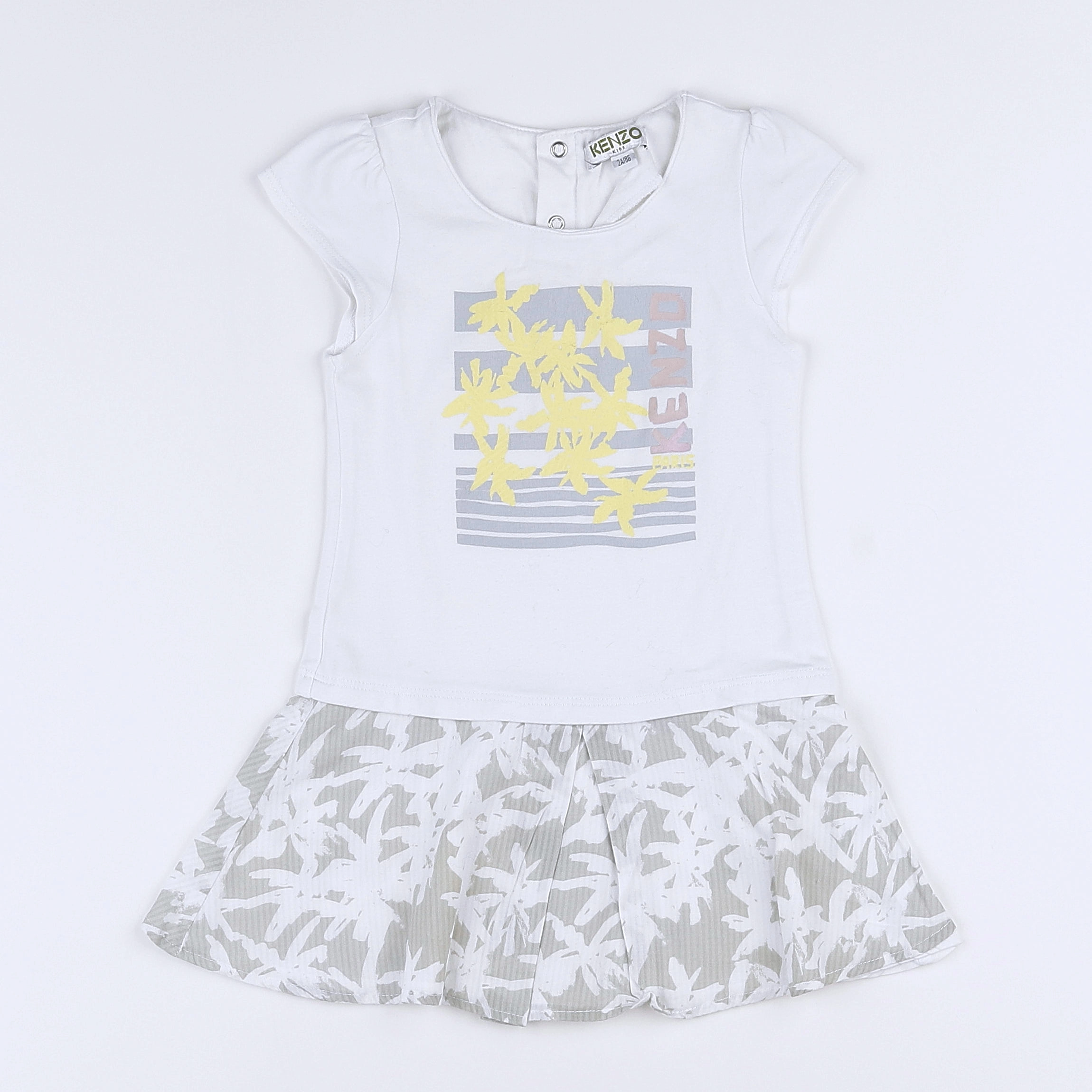 Kenzo - robe blanc, jaune - 2 ans