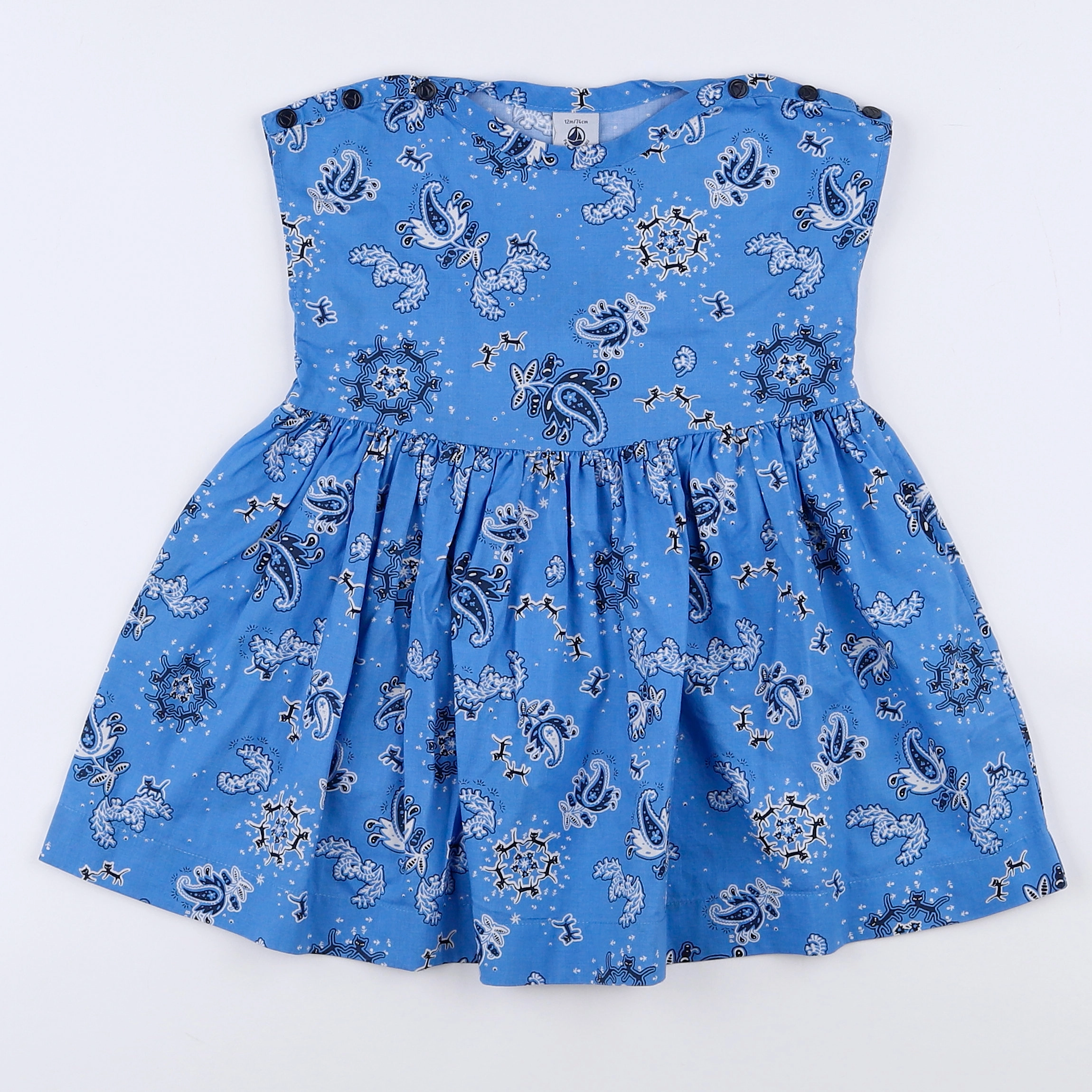Petit Bateau - robe bleu - 12 mois