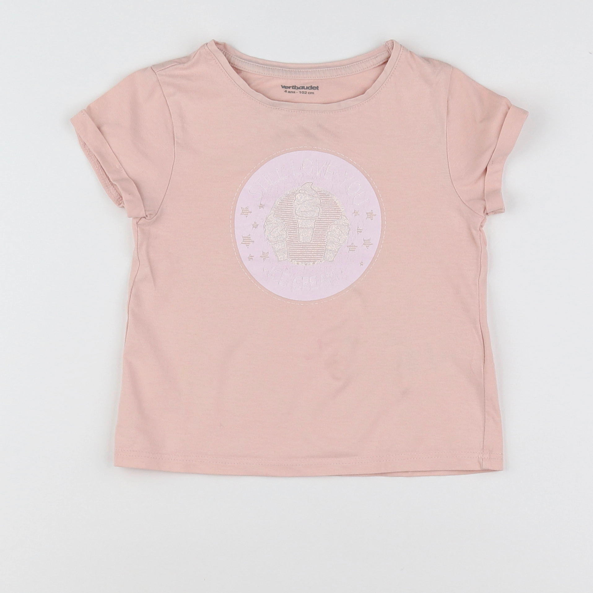 Vertbaudet - tee-shirt rose - 4 ans