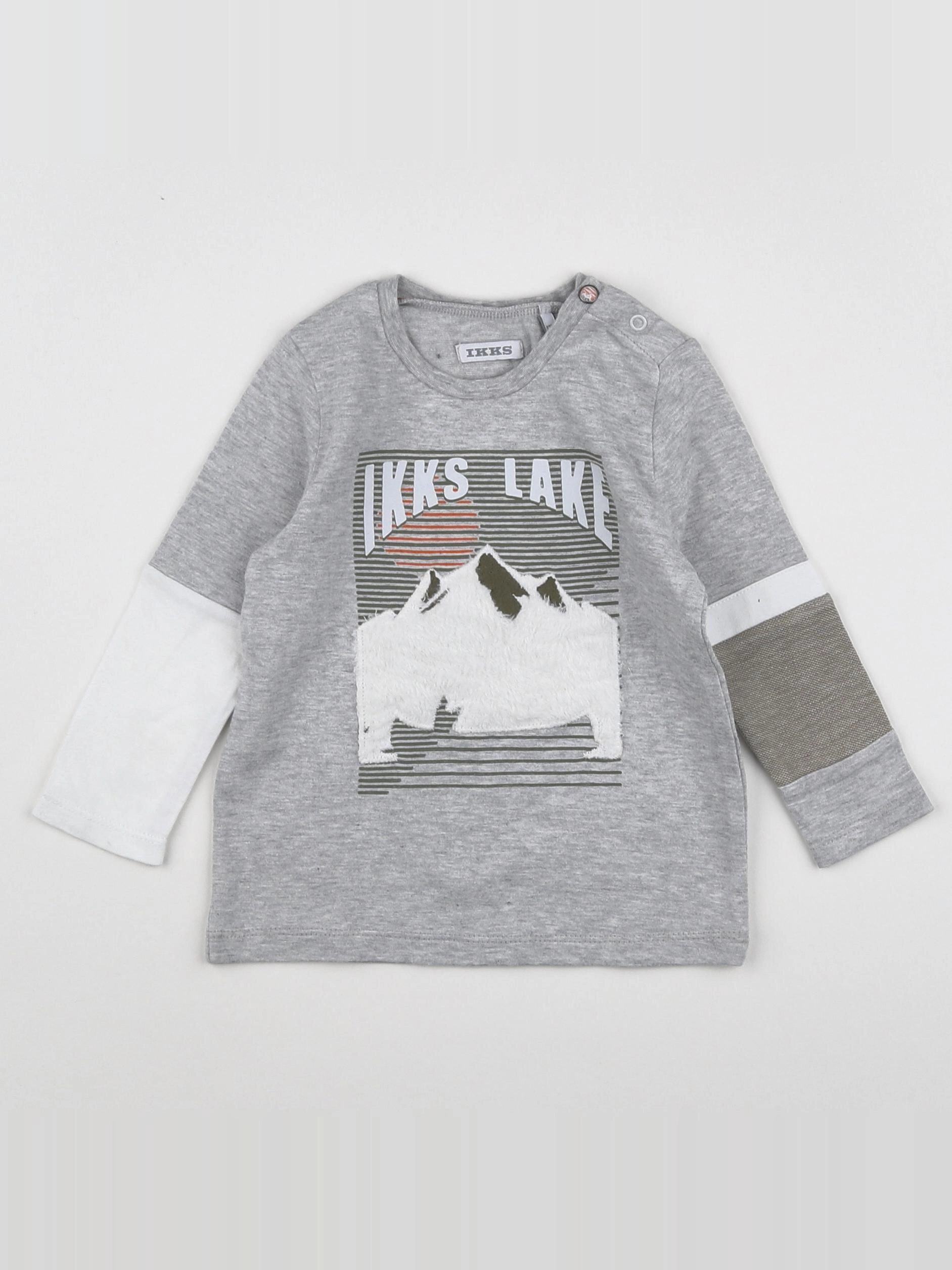 IKKS - tee-shirt blanc, gris - 12 mois