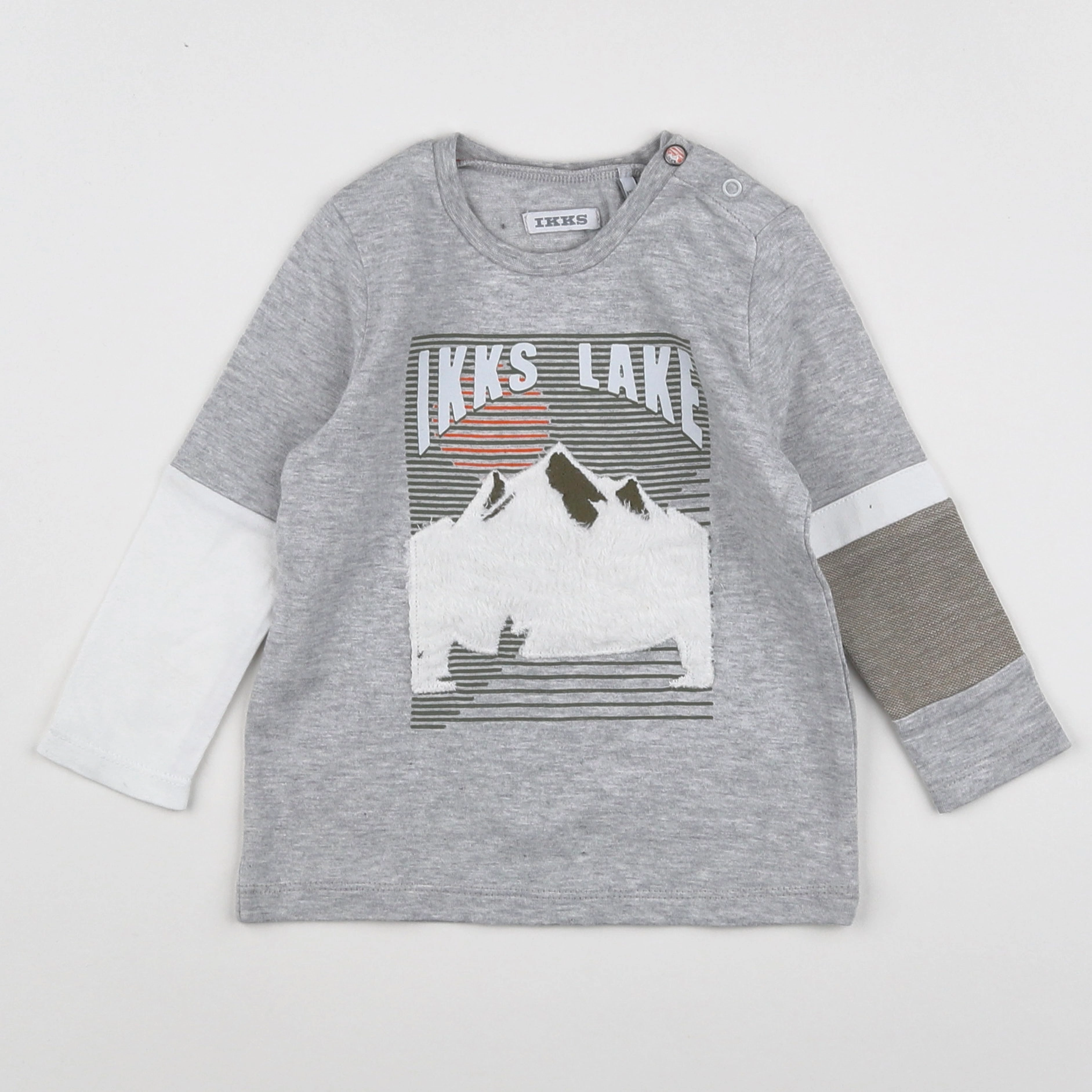 IKKS - tee-shirt blanc, gris - 12 mois