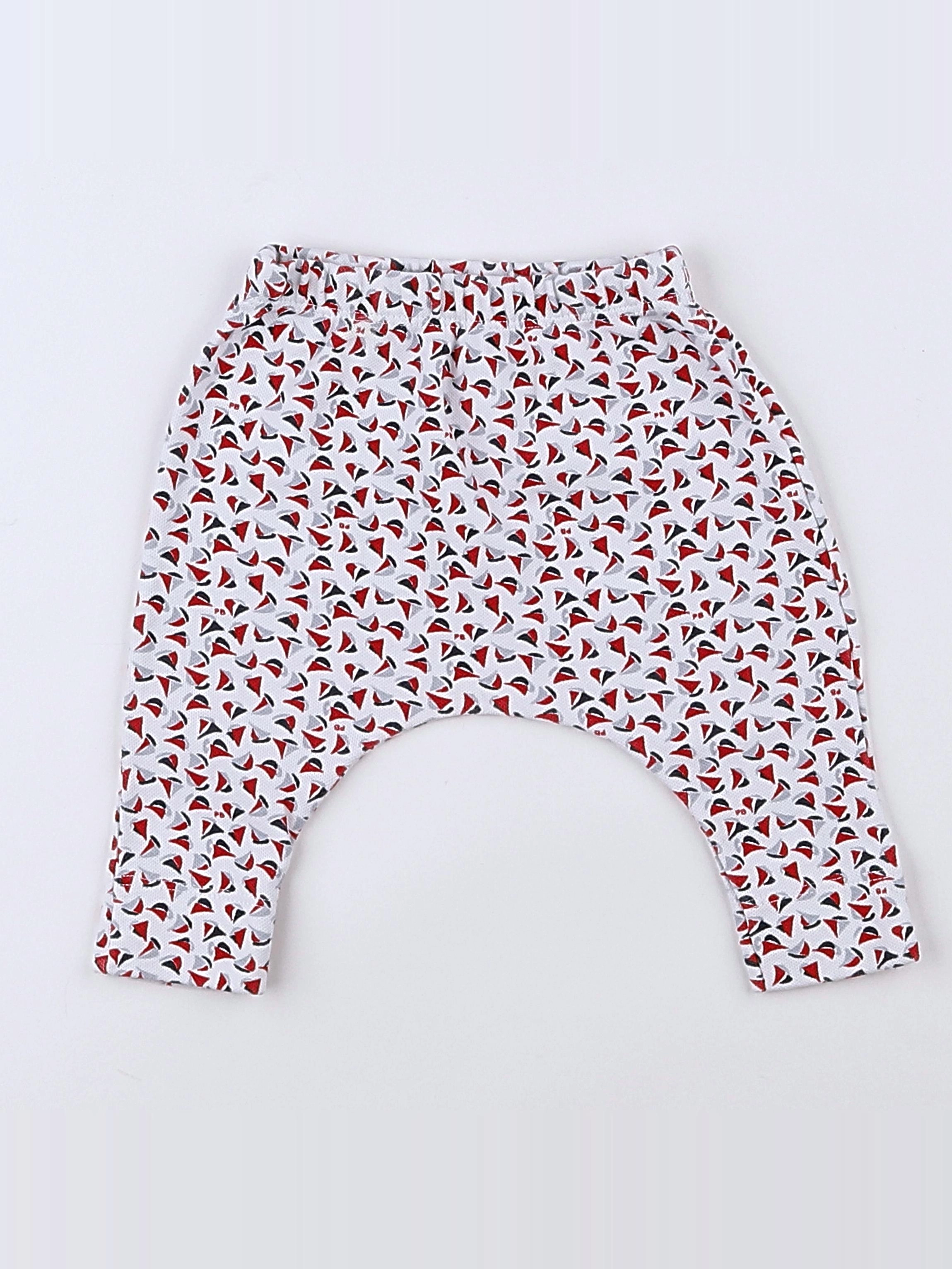 Petit Bateau - sarouel rouge, blanc - 3 mois